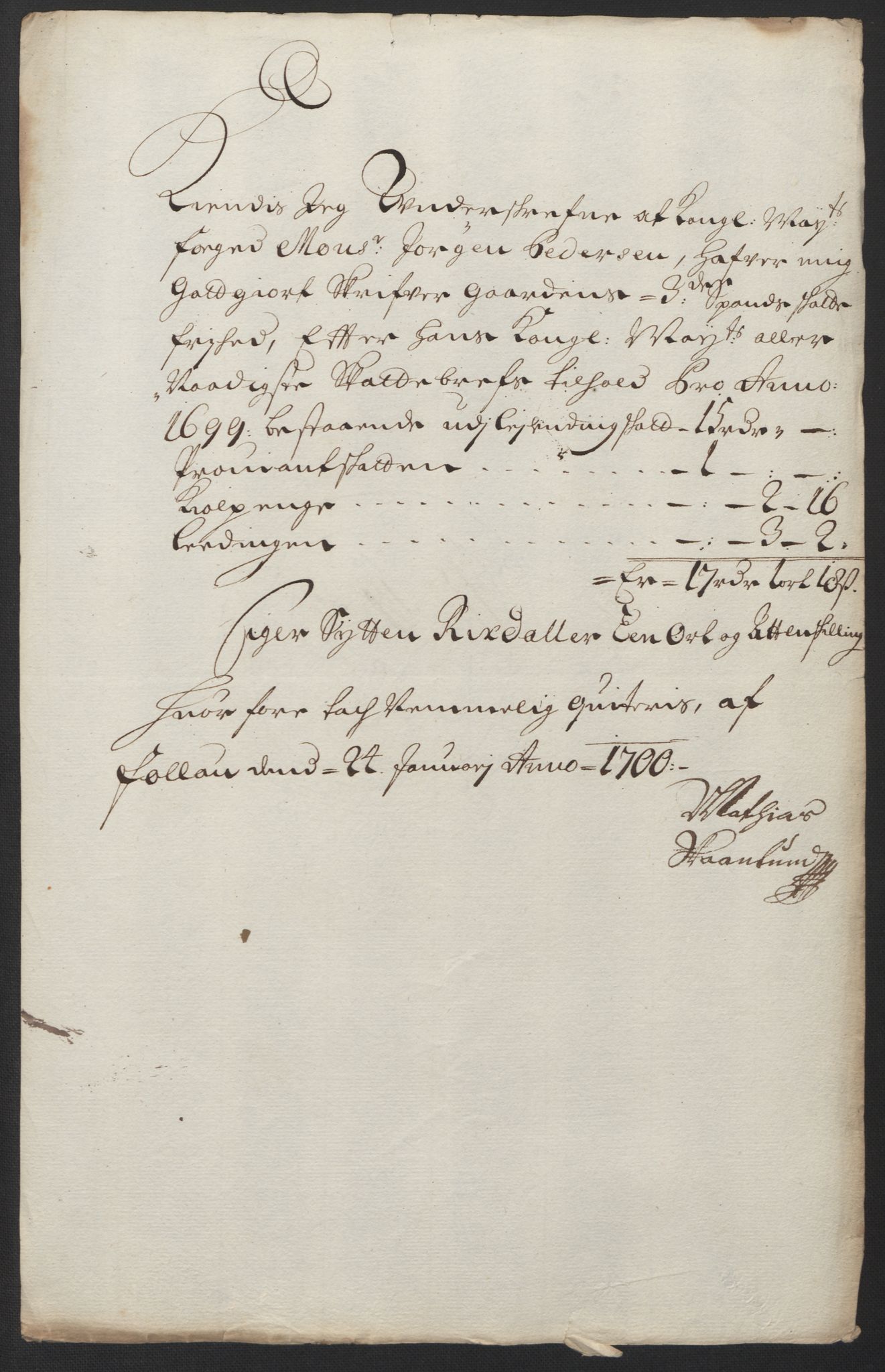 Rentekammeret inntil 1814, Reviderte regnskaper, Fogderegnskap, RA/EA-4092/R60/L3949: Fogderegnskap Orkdal og Gauldal, 1699, p. 174