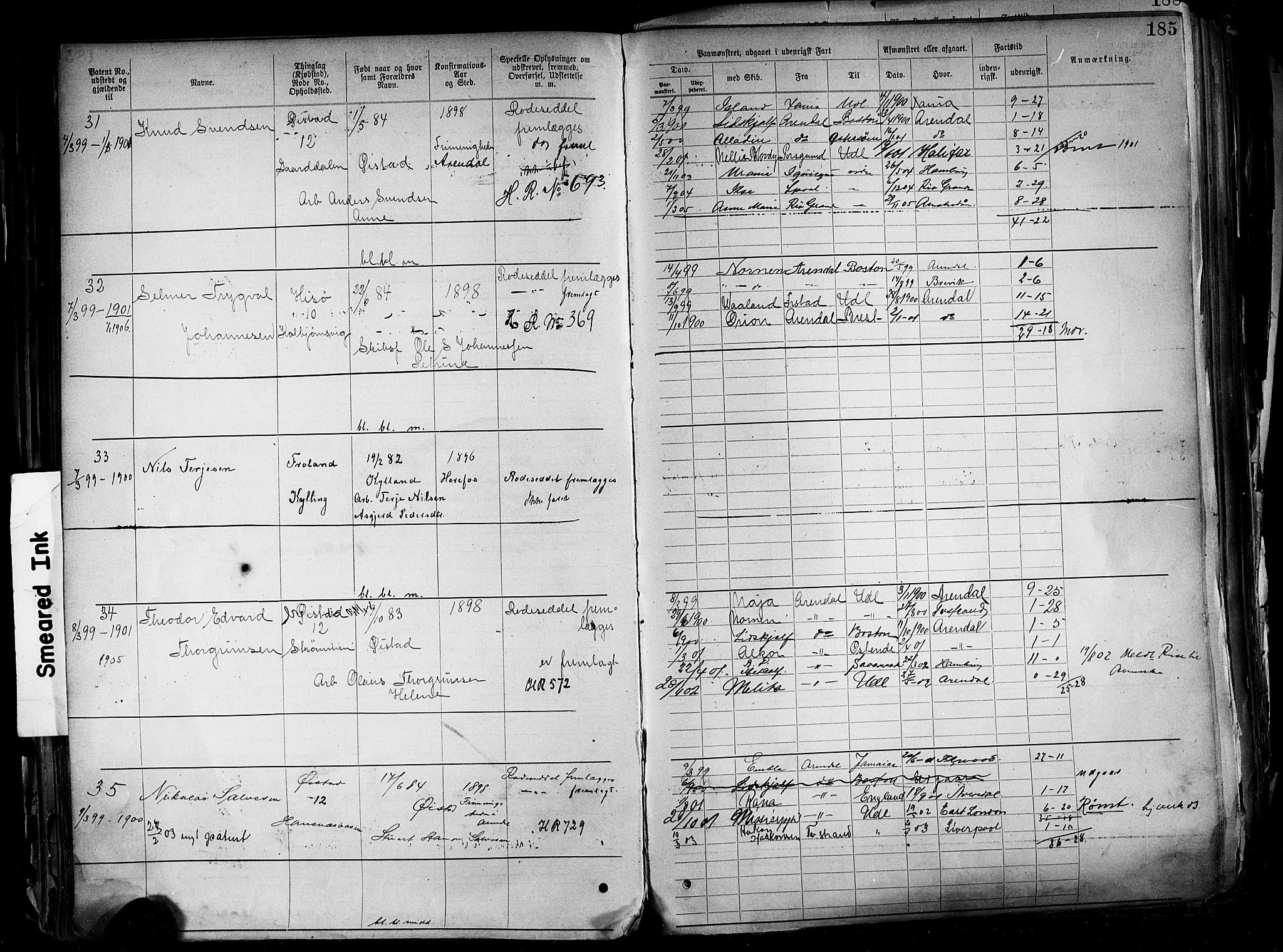 Arendal mønstringskrets, AV/SAK-2031-0012/F/Fa/L0004: Annotasjonsrulle nr 3828-4715 og nr 1-1296, S-4, 1892-1918, p. 191