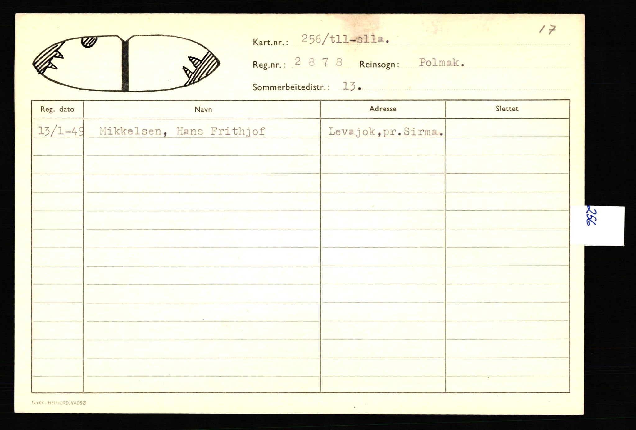 Lappefogden i Finnmark/Reindriftsforvaltningen Øst-Finnmark, AV/SATØ-S-1461/G/Ge/Gea/L0007: Slettede reinmerker: Karasjok, Kautokeino, Polmak og Varanger, 1934-1992, p. 181