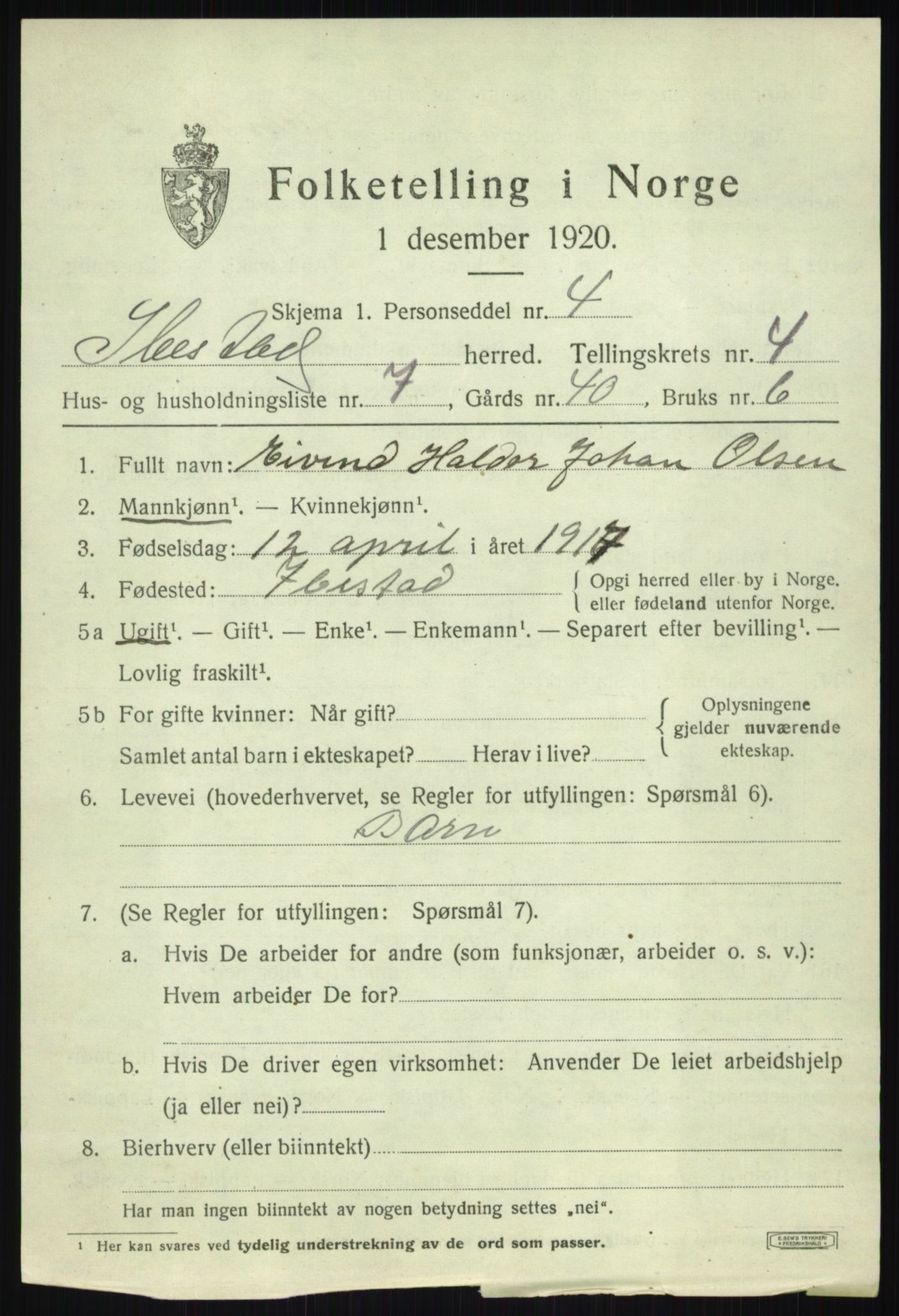 SATØ, 1920 census for Ibestad, 1920, p. 3197