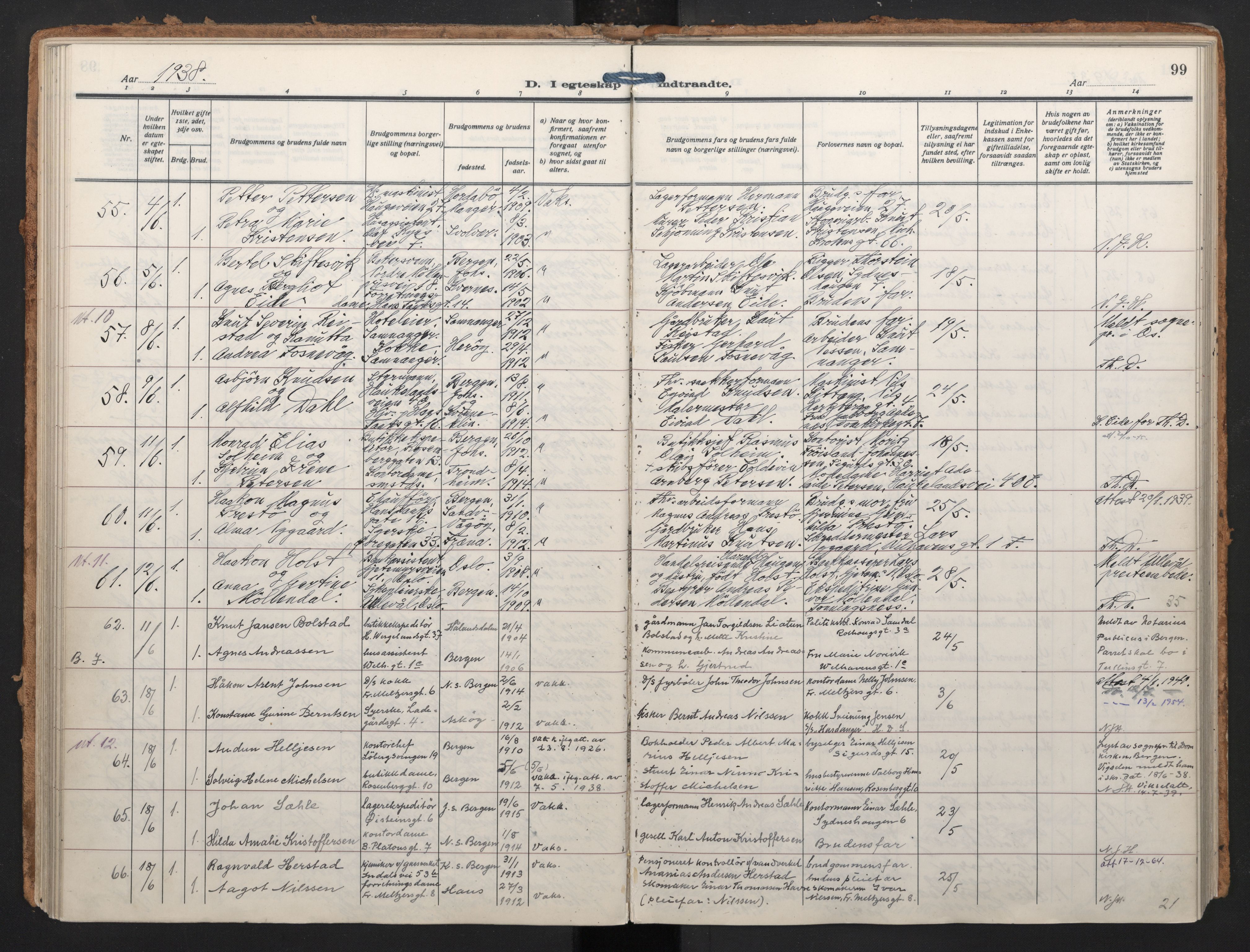 Johanneskirken sokneprestembete, AV/SAB-A-76001/H/Haa/L0014: Parish register (official) no. D 3, 1929-1949, p. 98b-99a