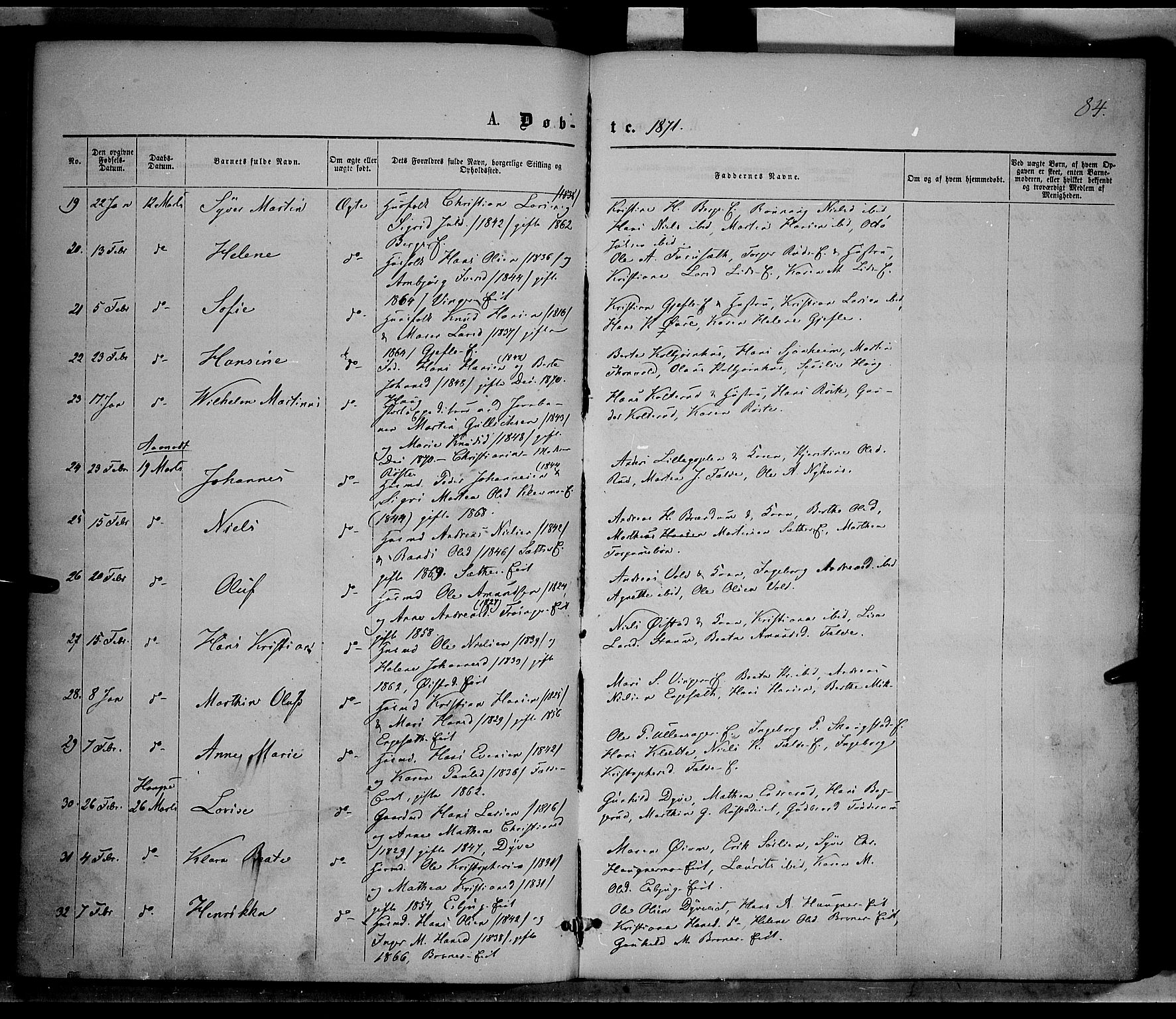 Nordre Land prestekontor, AV/SAH-PREST-124/H/Ha/Haa/L0001: Parish register (official) no. 1, 1860-1871, p. 84