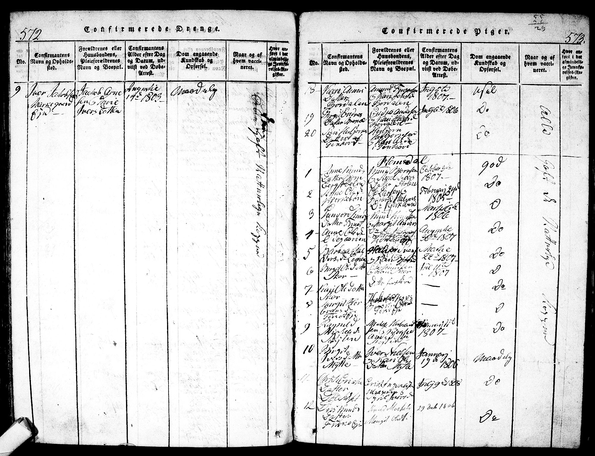 Nes kirkebøker, AV/SAKO-A-236/F/Fa/L0007: Parish register (official) no. 7, 1815-1823, p. 572-573