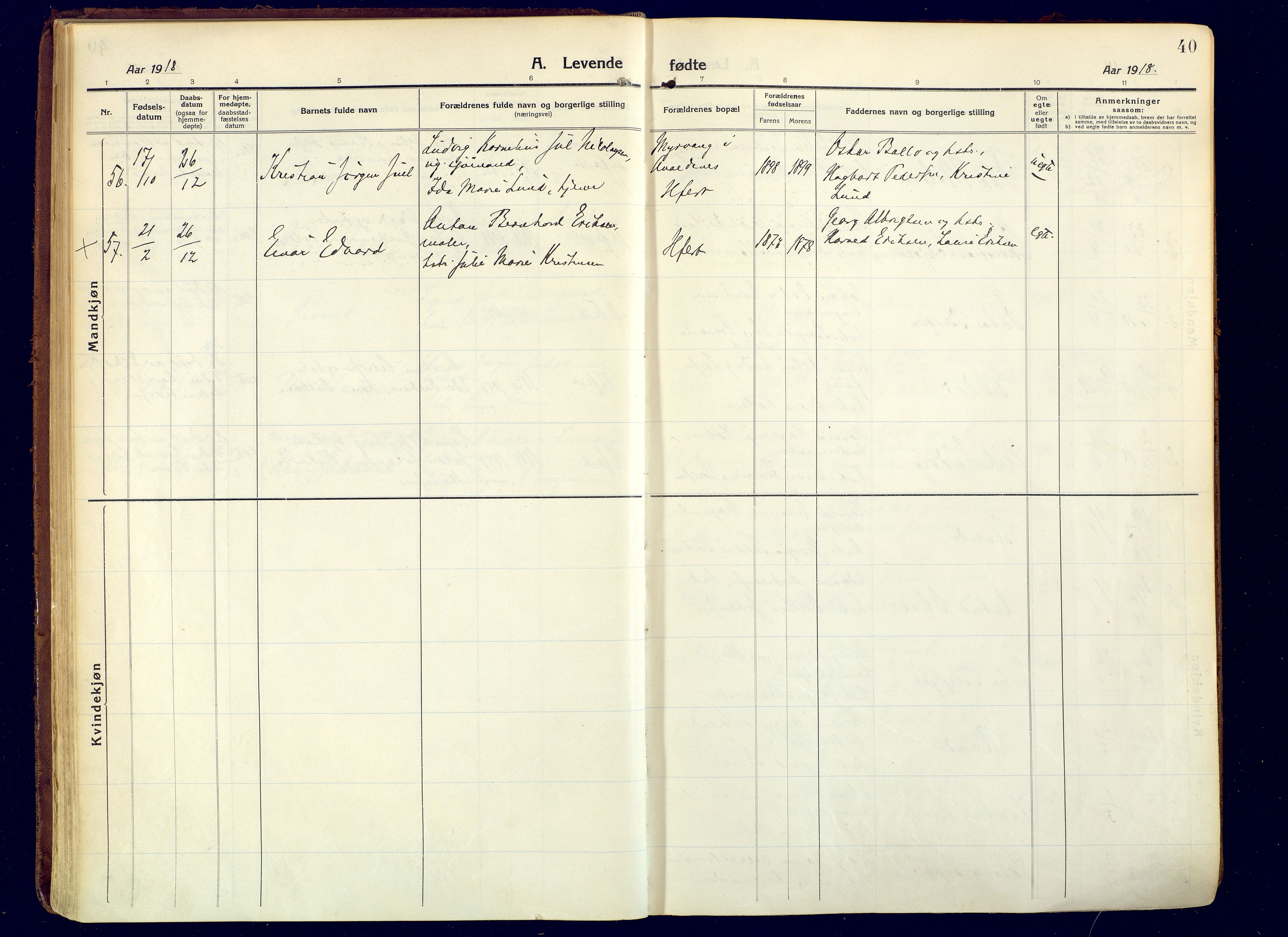 Hammerfest sokneprestkontor, AV/SATØ-S-1347/H/Ha/L0015.kirke: Parish register (official) no. 15, 1916-1923, p. 40