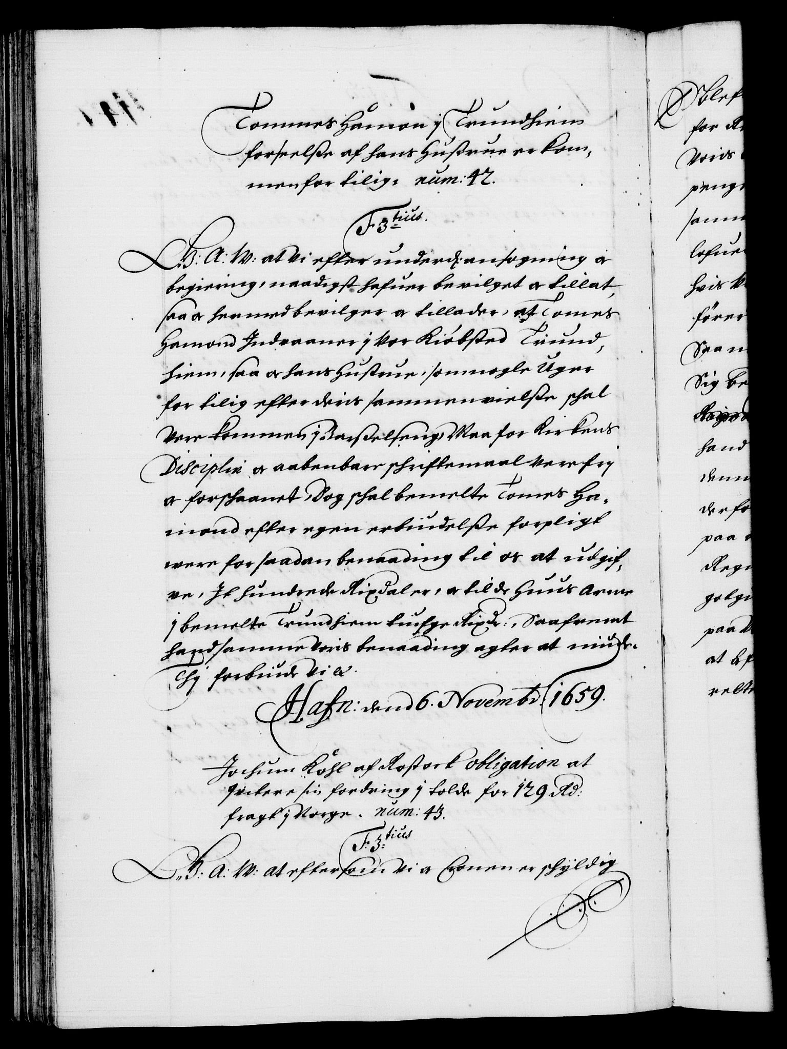 Danske Kanselli 1572-1799, AV/RA-EA-3023/F/Fc/Fca/Fcaa/L0009: Norske registre (mikrofilm), 1657-1660, p. 147b