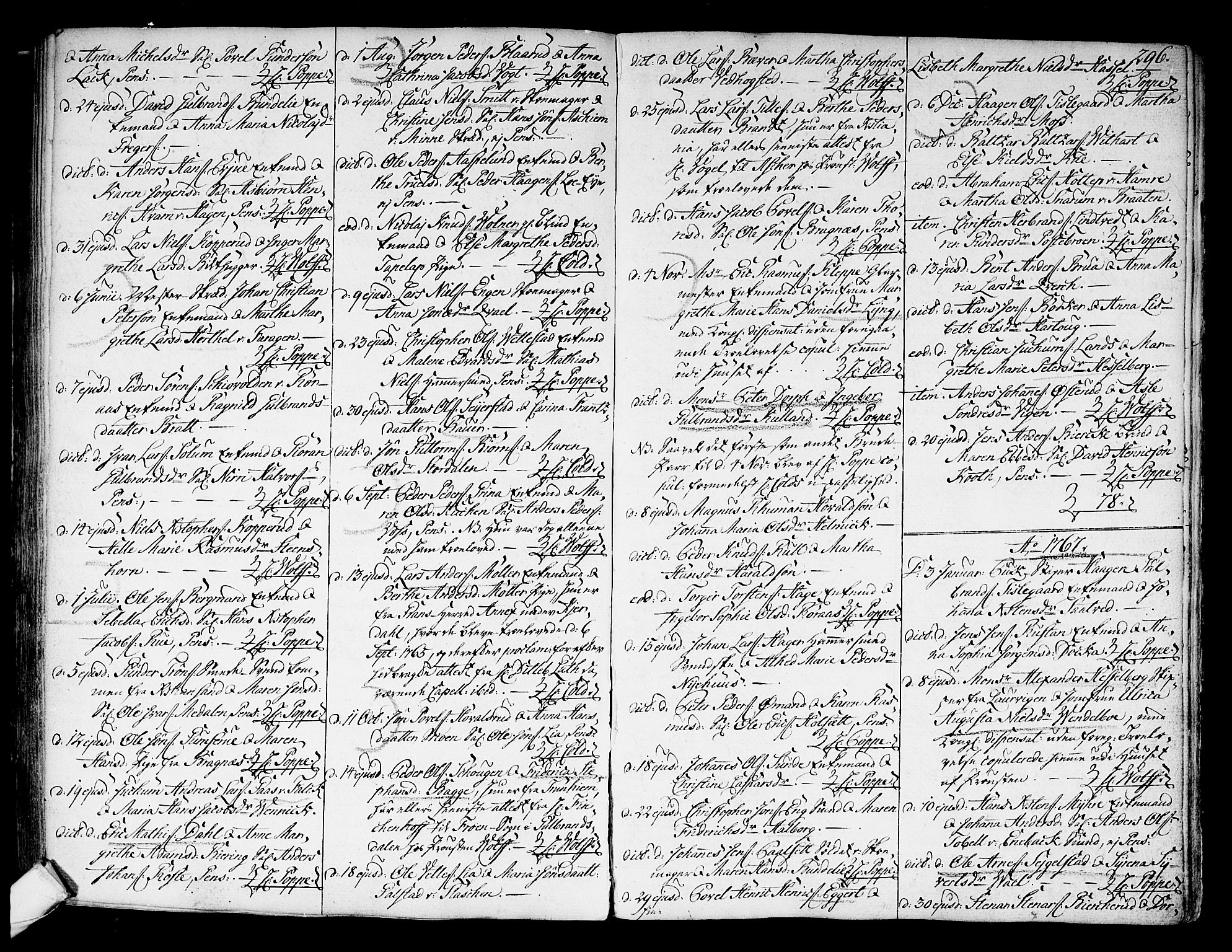 Kongsberg kirkebøker, SAKO/A-22/F/Fa/L0004: Parish register (official) no. I 4, 1756-1768, p. 296