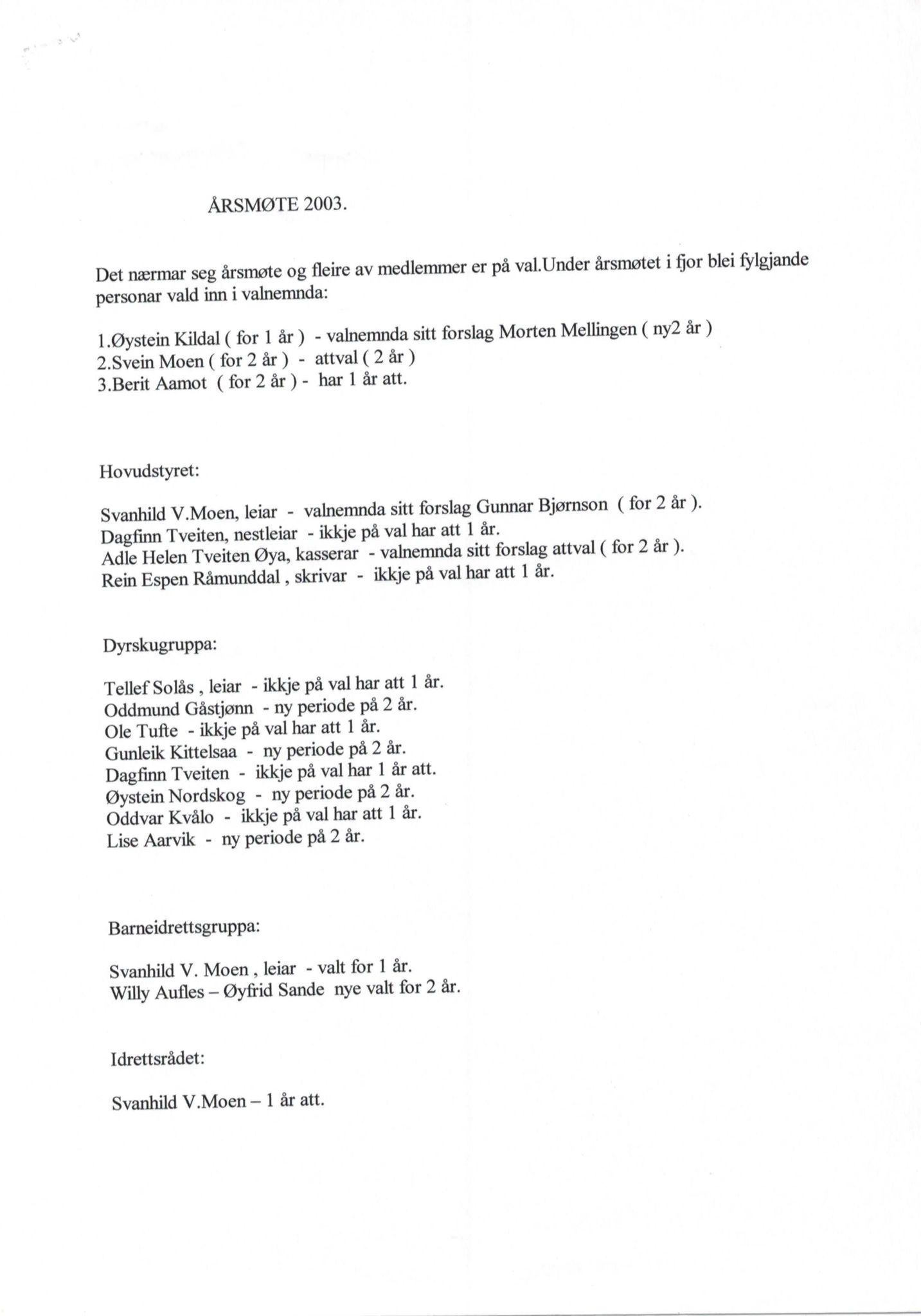 Seljord Idrettslag, VTM/A-1034/A/Ab/L0003: Årsmeldingar, 2003, p. 23