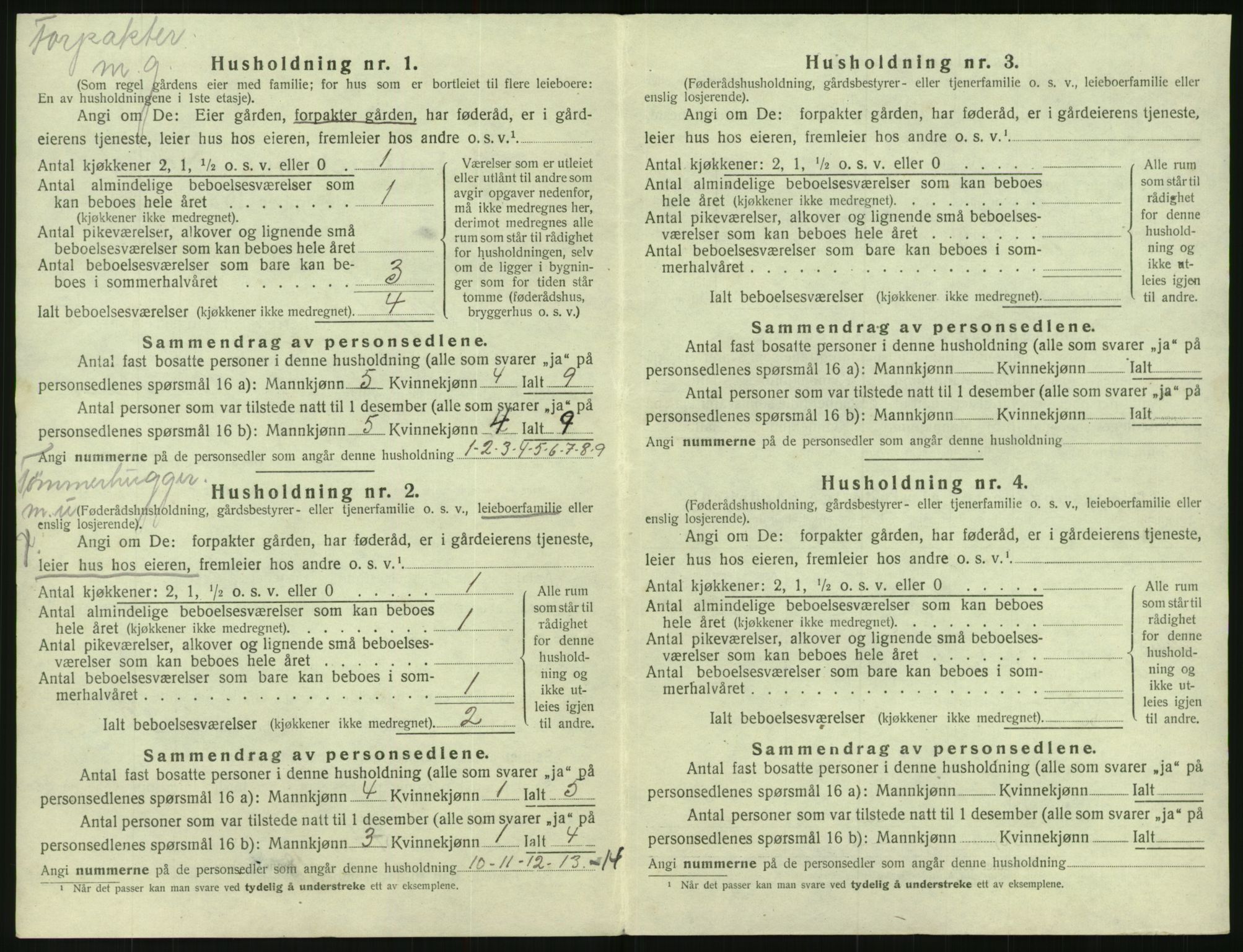 SAK, 1920 census for Mykland, 1920, p. 259