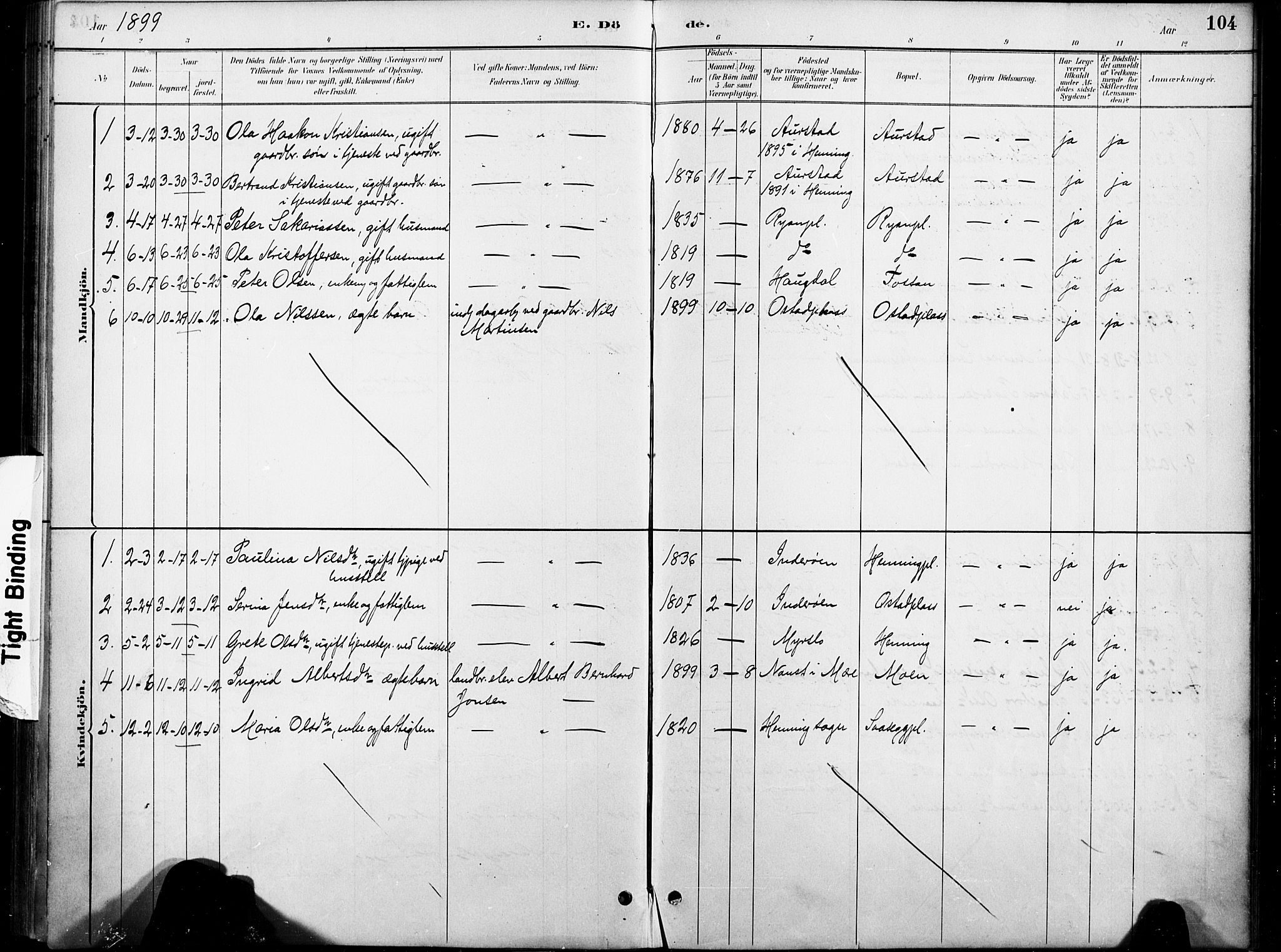 Ministerialprotokoller, klokkerbøker og fødselsregistre - Nord-Trøndelag, SAT/A-1458/738/L0364: Parish register (official) no. 738A01, 1884-1902, p. 104
