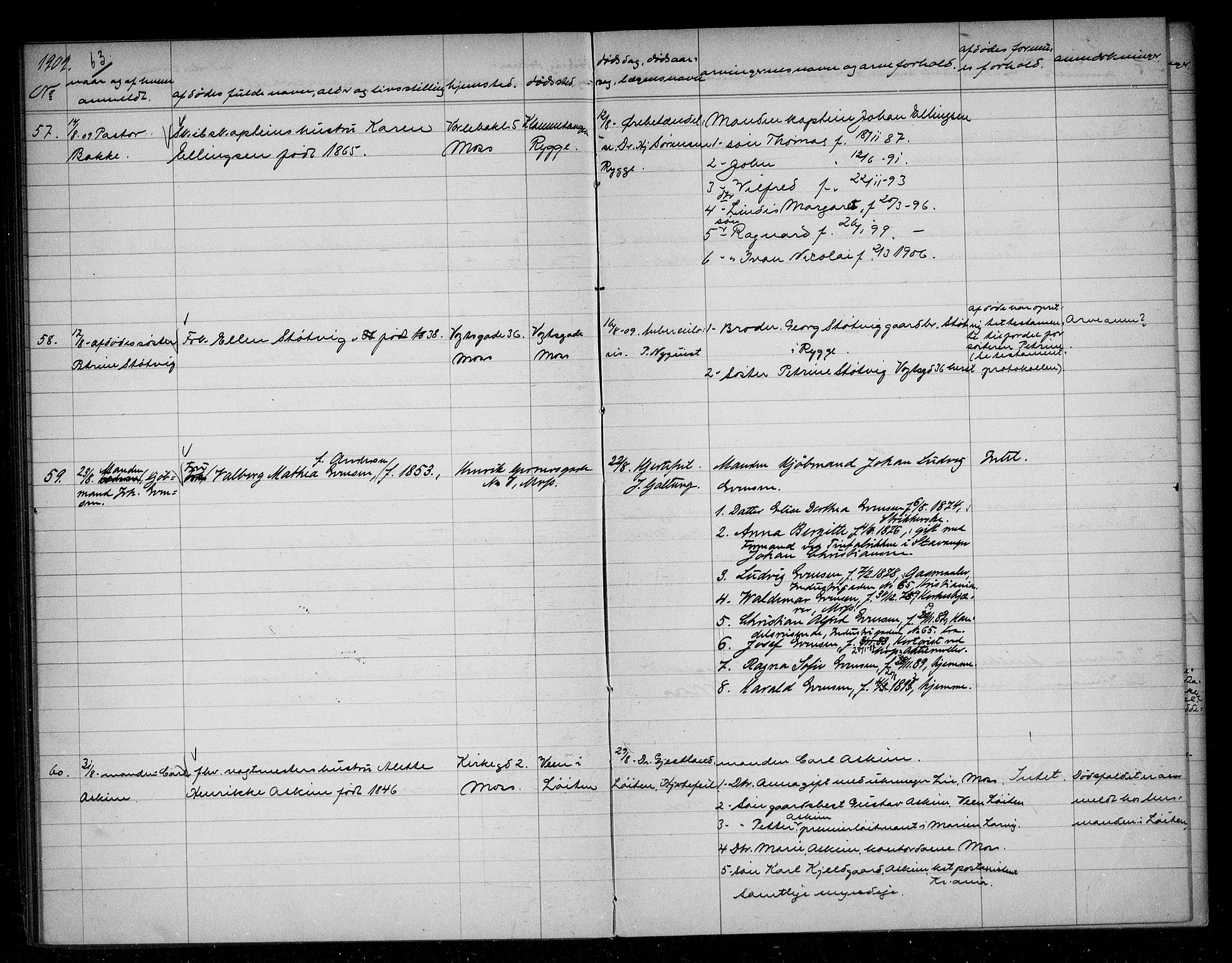 Moss byfogd, AV/SAO-A-10863/H/Ha/Hab/L0004: Dødsanmeldelsesprotokoll, 1906-1914, p. 63
