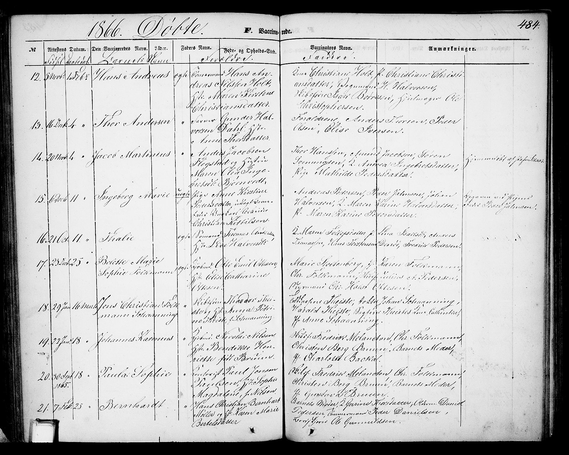 Skien kirkebøker, SAKO/A-302/G/Ga/L0004: Parish register (copy) no. 4, 1843-1867, p. 484
