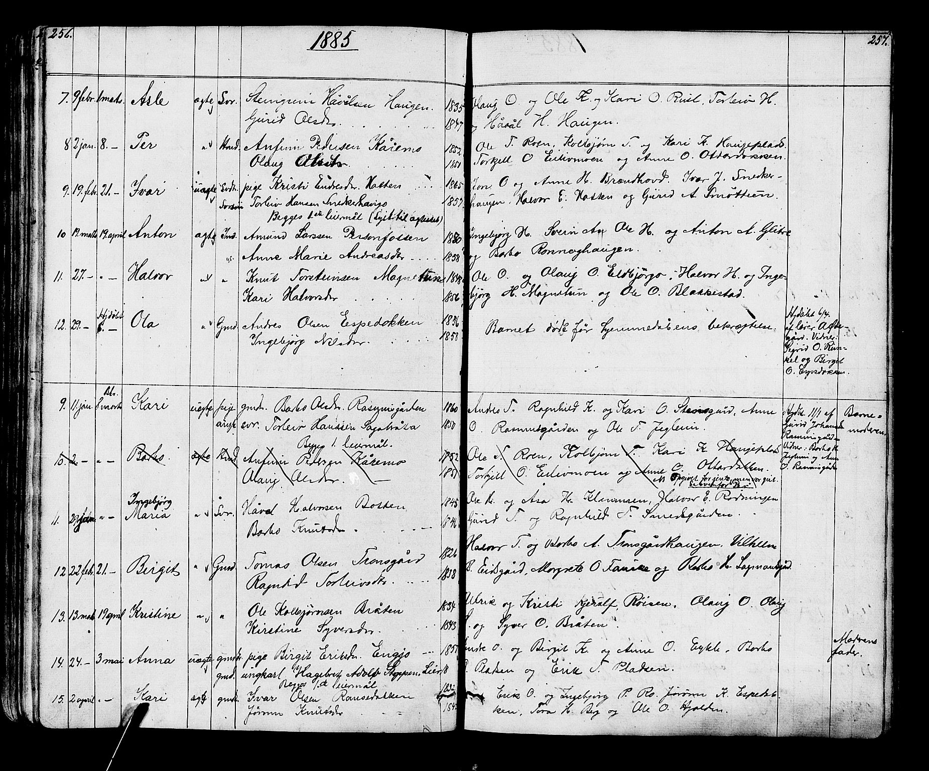 Gol kirkebøker, SAKO/A-226/G/Ga/L0002: Parish register (copy) no. I 2, 1860-1887, p. 256-257