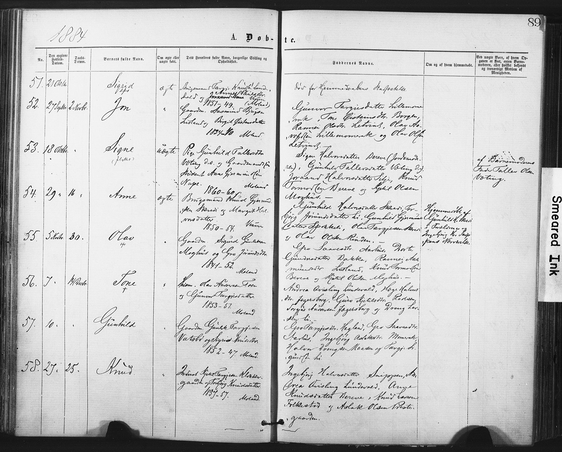 Fyresdal kirkebøker, SAKO/A-263/F/Fa/L0006: Parish register (official) no. I 6, 1872-1886, p. 89