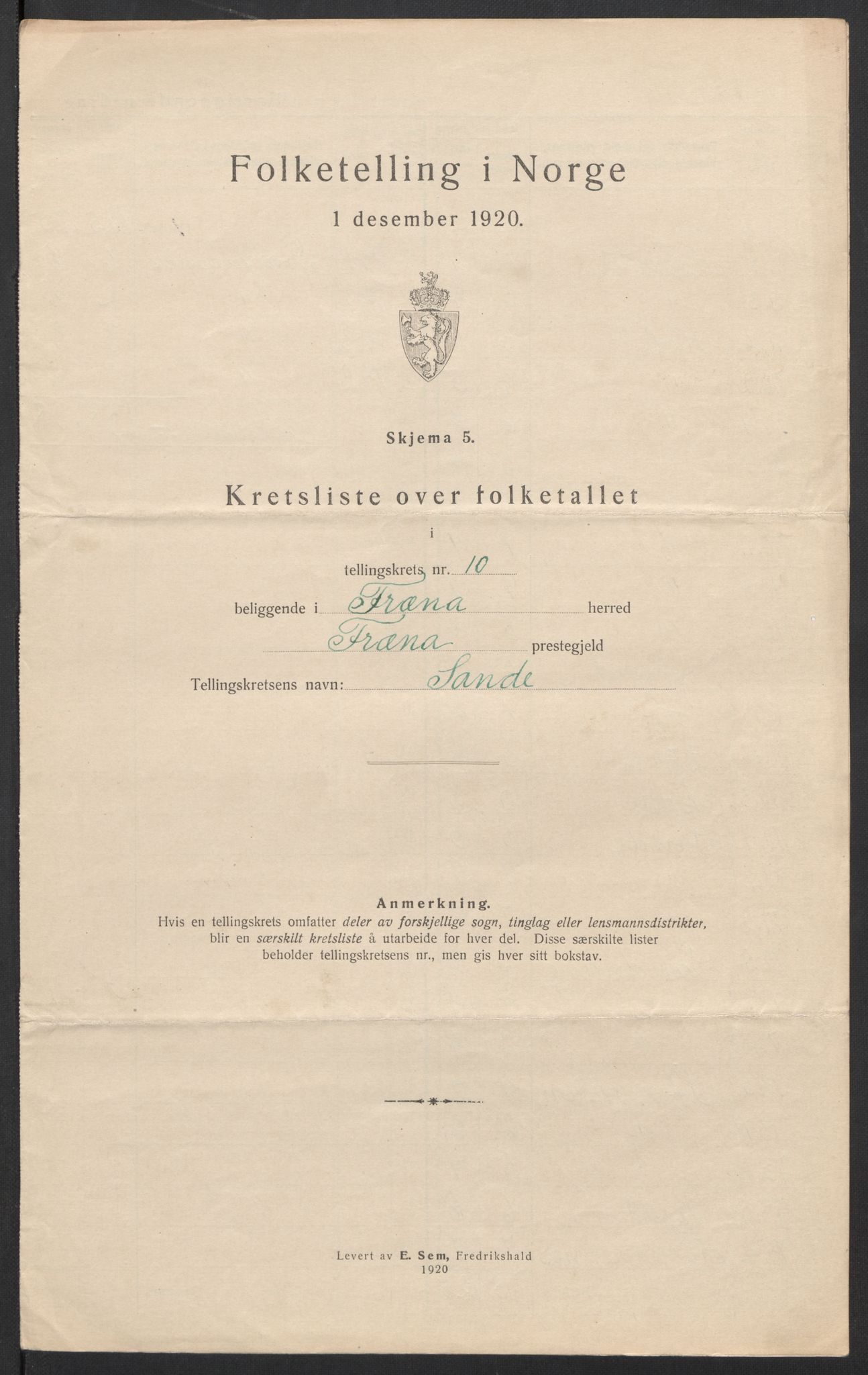 SAT, 1920 census for Fræna, 1920, p. 33