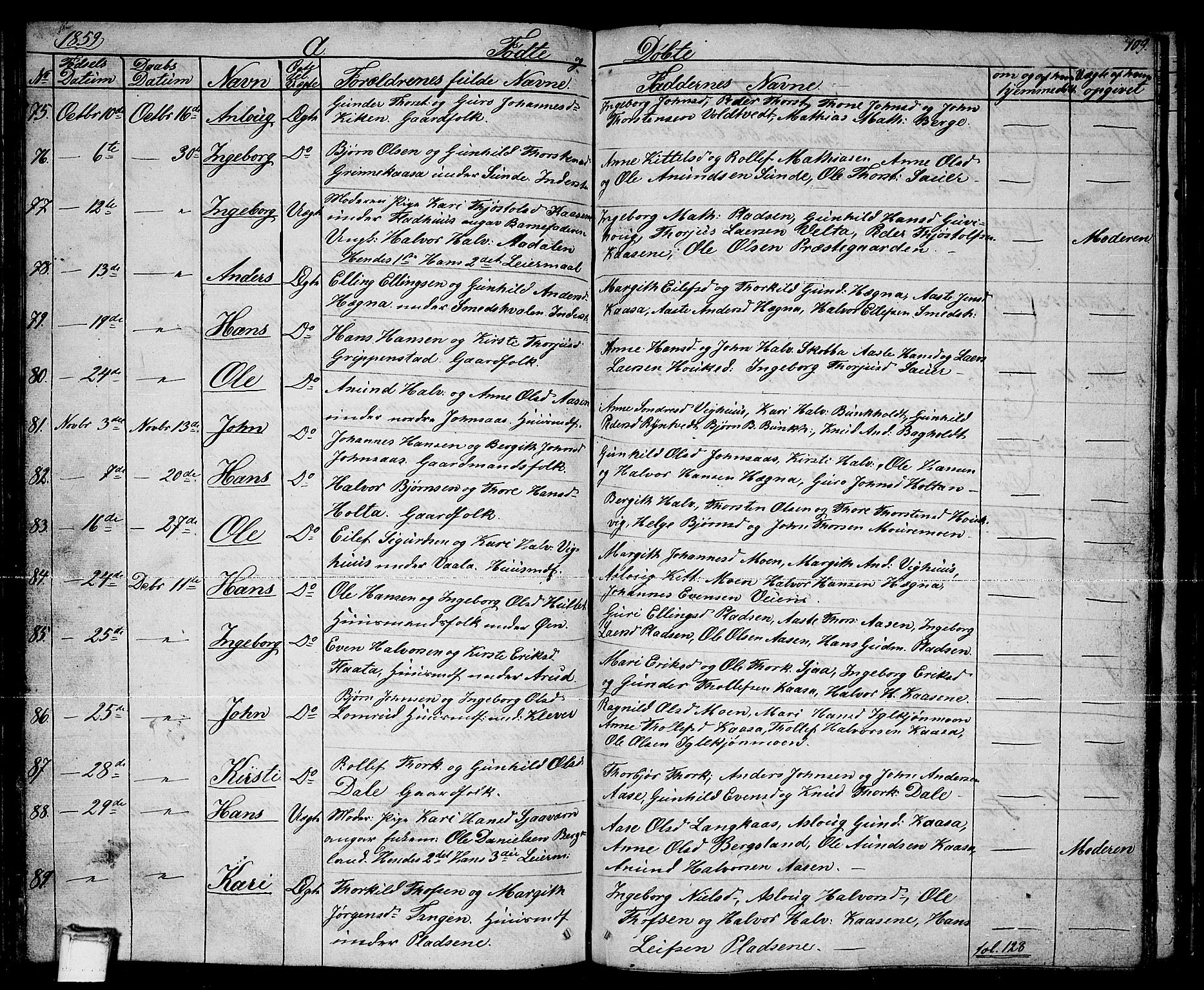 Sauherad kirkebøker, SAKO/A-298/G/Ga/L0002: Parish register (copy) no. I 2, 1842-1866, p. 109