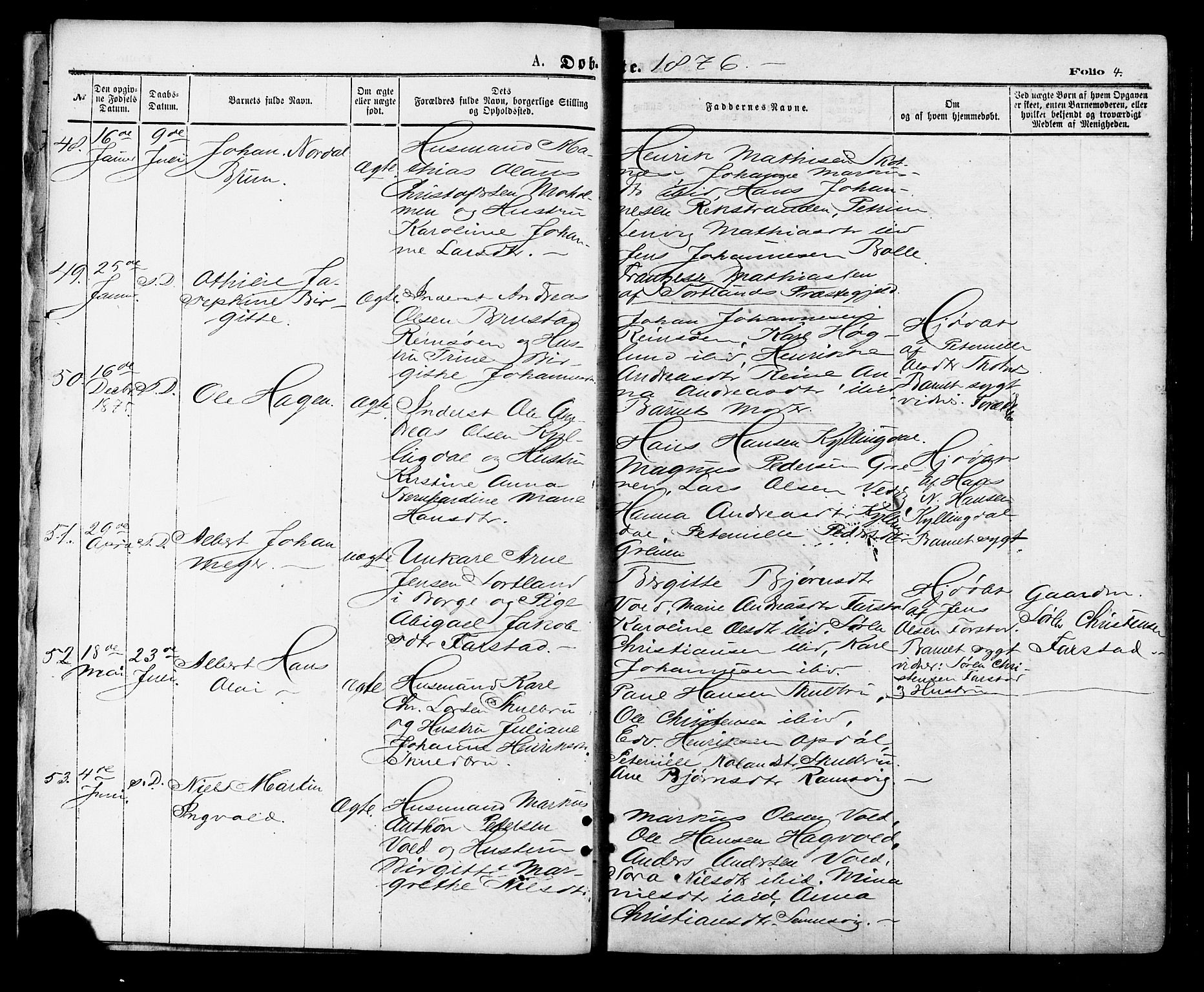 Ministerialprotokoller, klokkerbøker og fødselsregistre - Nordland, AV/SAT-A-1459/881/L1166: Parish register (copy) no. 881C03, 1876-1885, p. 4