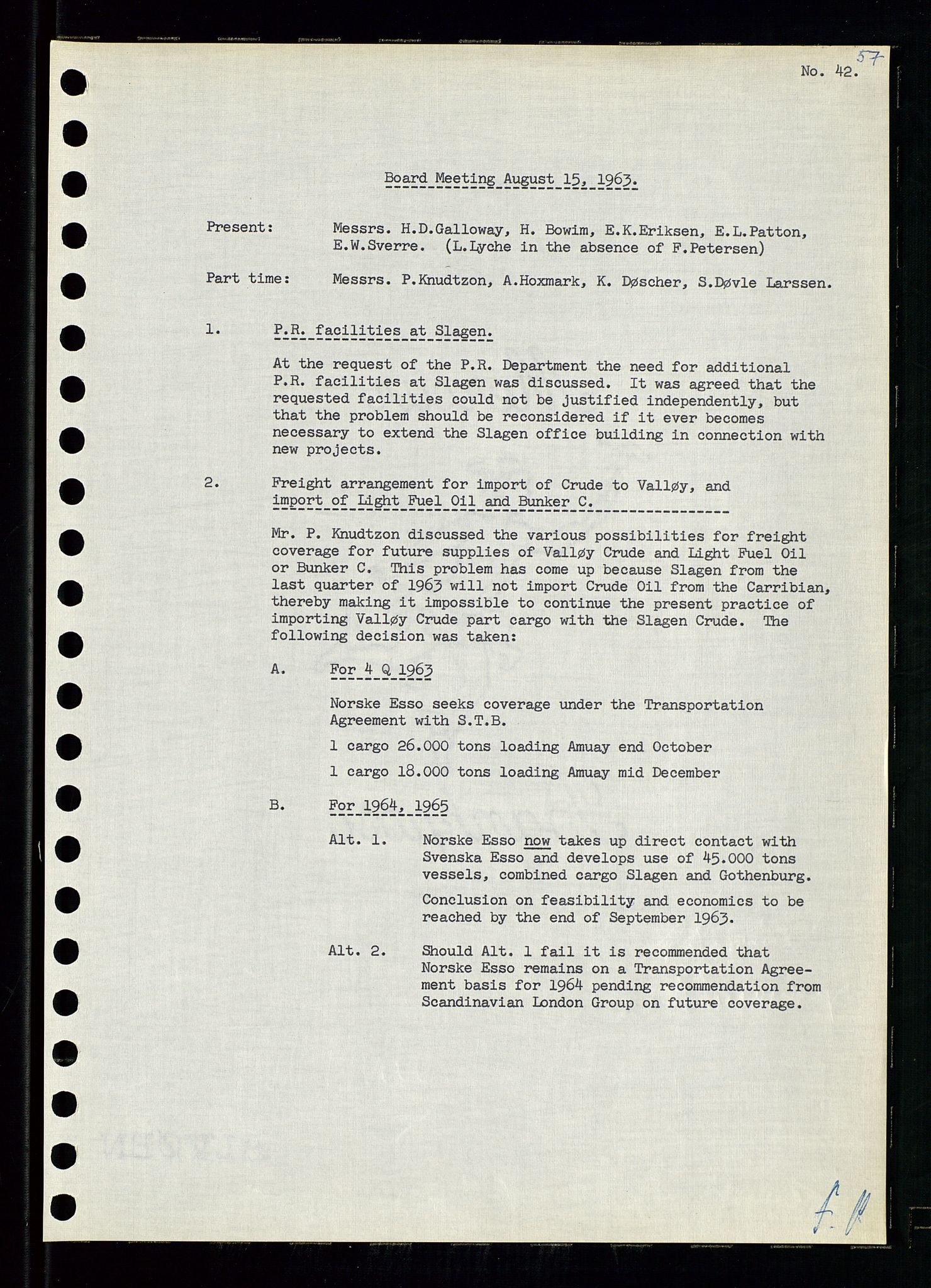 Pa 0982 - Esso Norge A/S, AV/SAST-A-100448/A/Aa/L0001/0004: Den administrerende direksjon Board minutes (styrereferater) / Den administrerende direksjon Board minutes (styrereferater), 1963-1964, p. 204