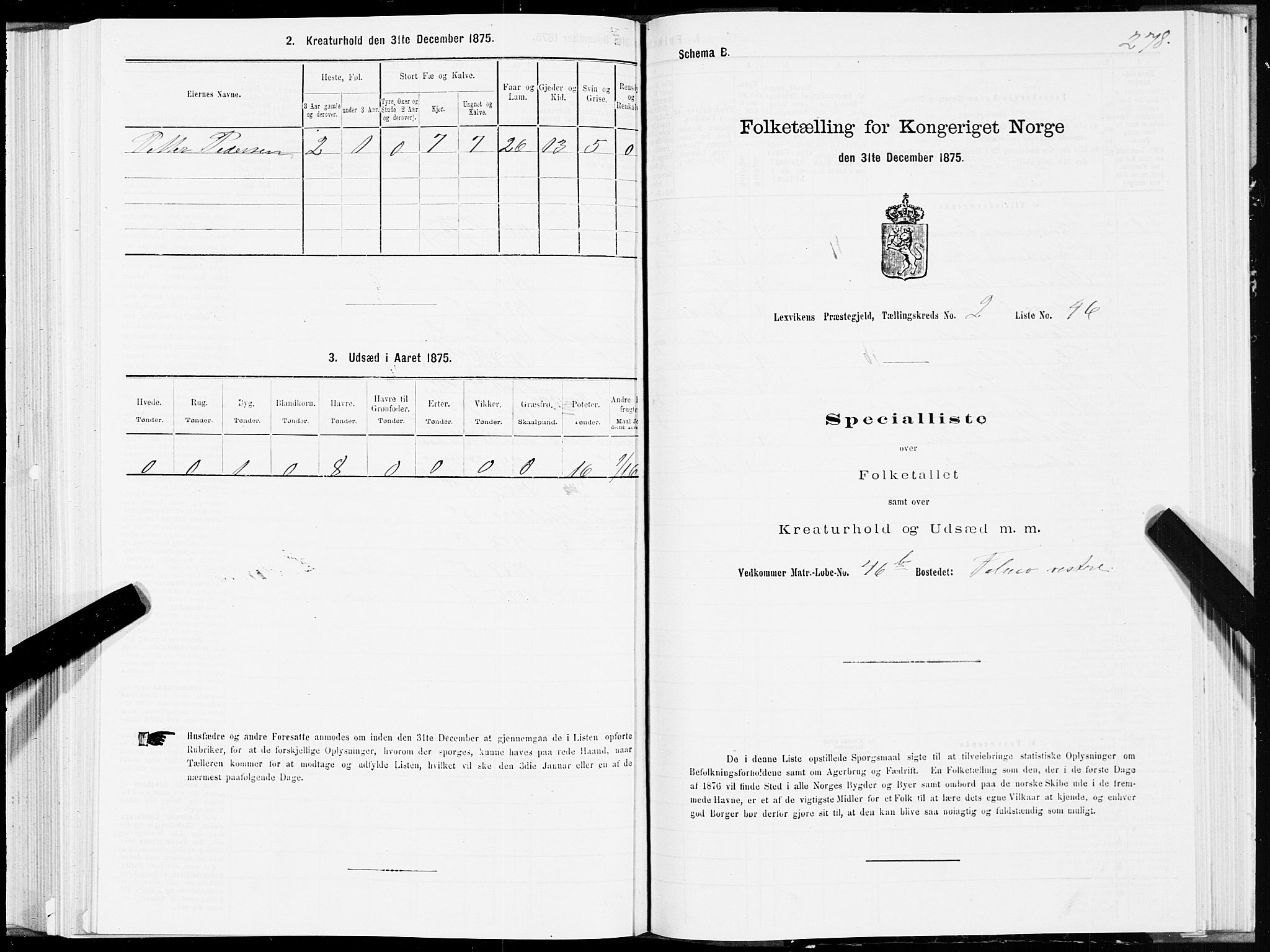 SAT, 1875 census for 1718P Leksvik, 1875, p. 1278