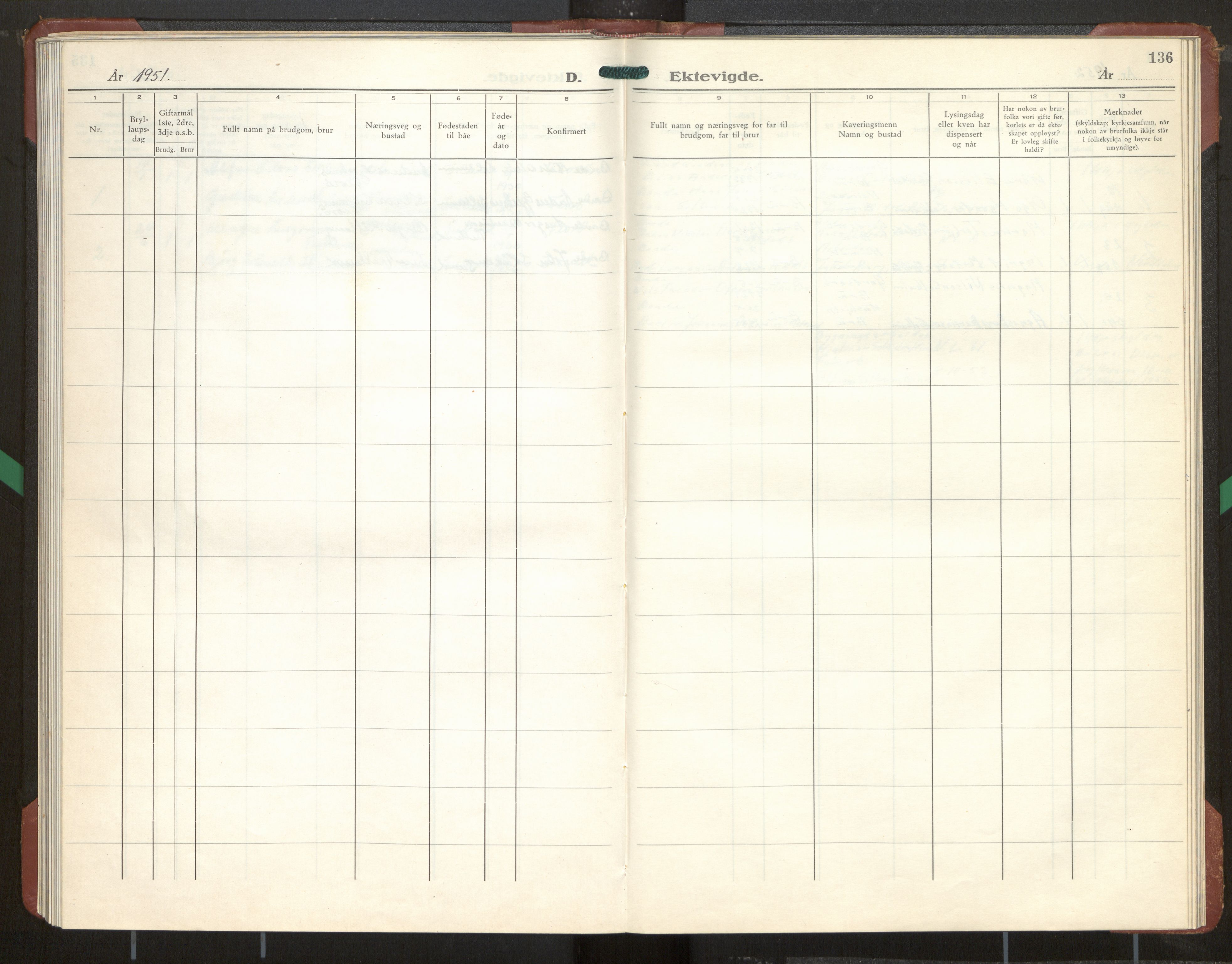 Kinn sokneprestembete, SAB/A-80801/H/Hab/Habd/L0002: Parish register (copy) no. D 2, 1945-1975, p. 136