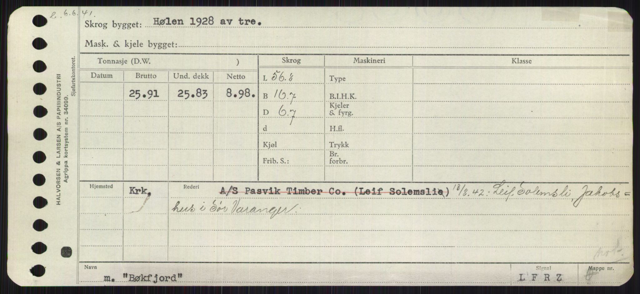 Sjøfartsdirektoratet med forløpere, Skipsmålingen, RA/S-1627/H/Ha/L0001/0002: Fartøy, A-Eig / Fartøy Bjør-Eig, p. 461