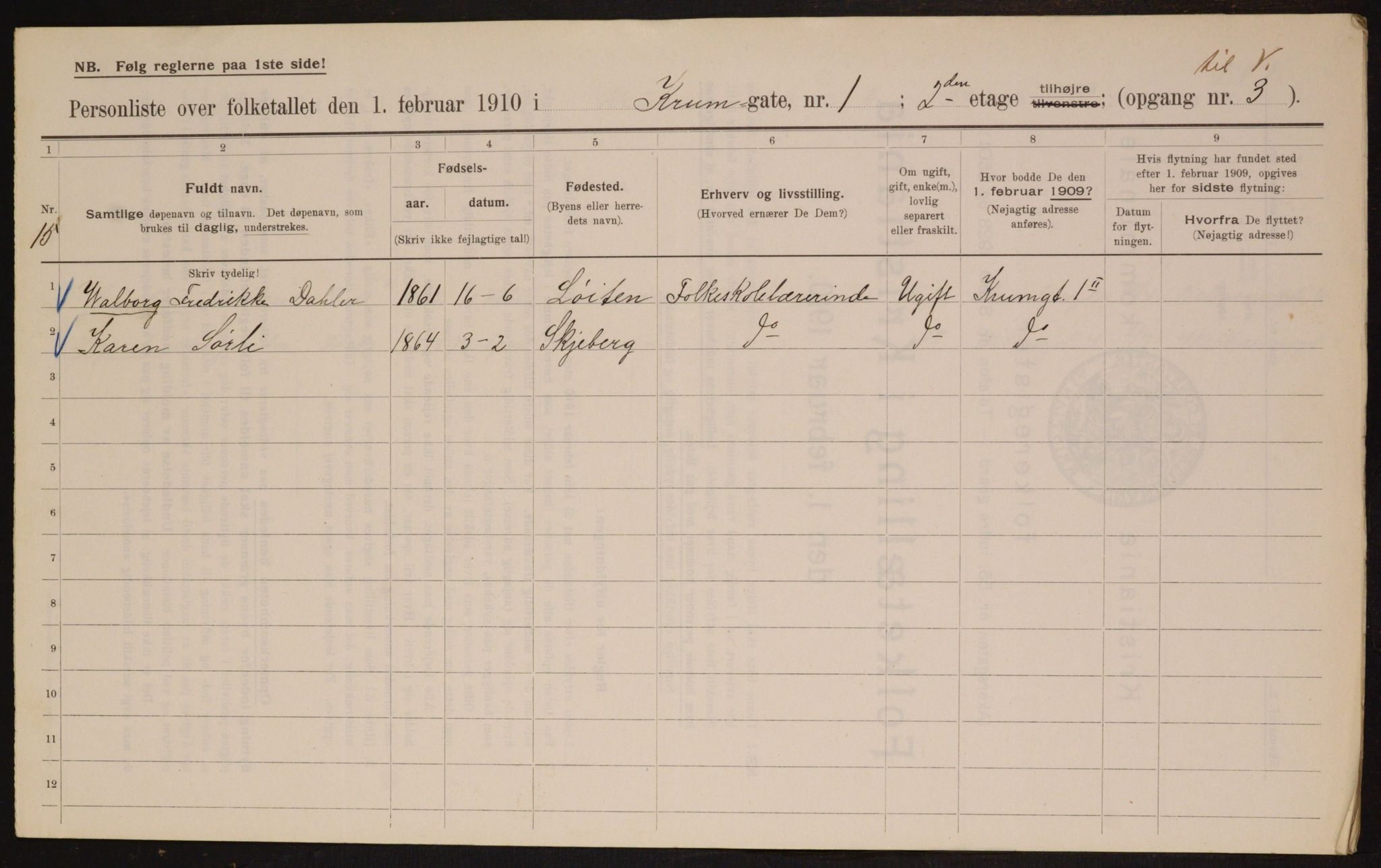 OBA, Municipal Census 1910 for Kristiania, 1910, p. 53110