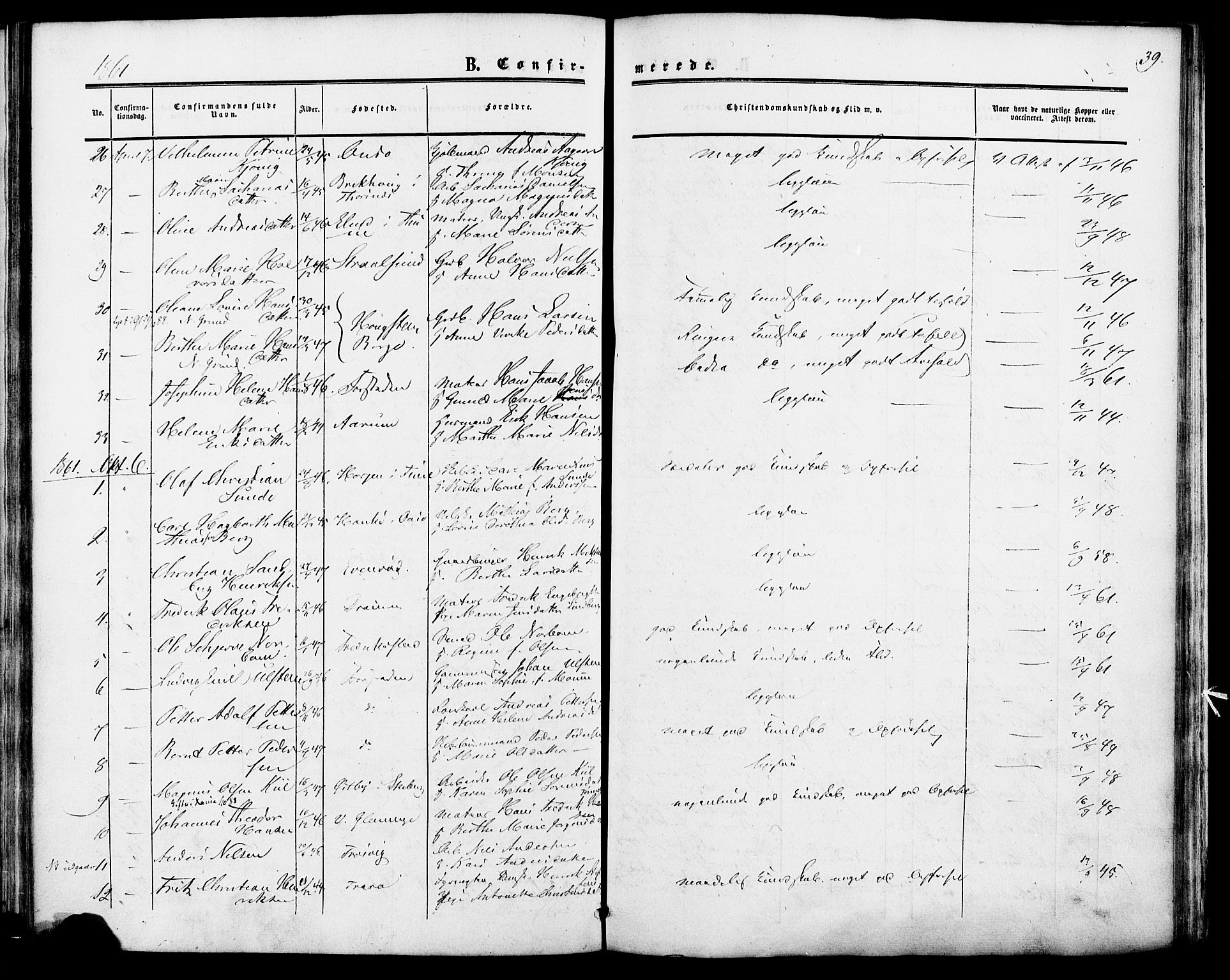 Glemmen prestekontor Kirkebøker, SAO/A-10908/F/Fa/L0006: Parish register (official) no. 6, 1849-1865, p. 39