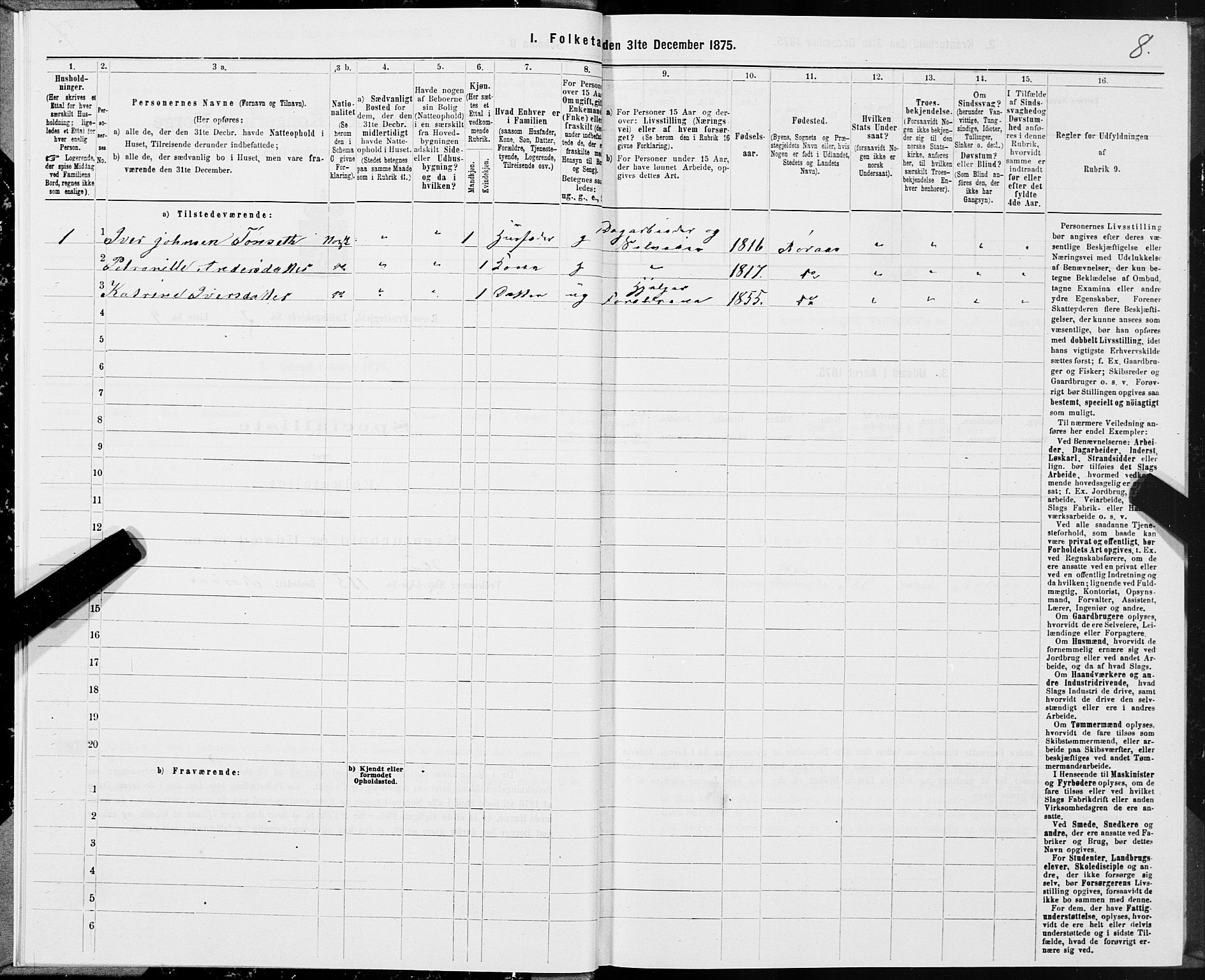 SAT, 1875 census for 1640P Røros, 1875, p. 2008