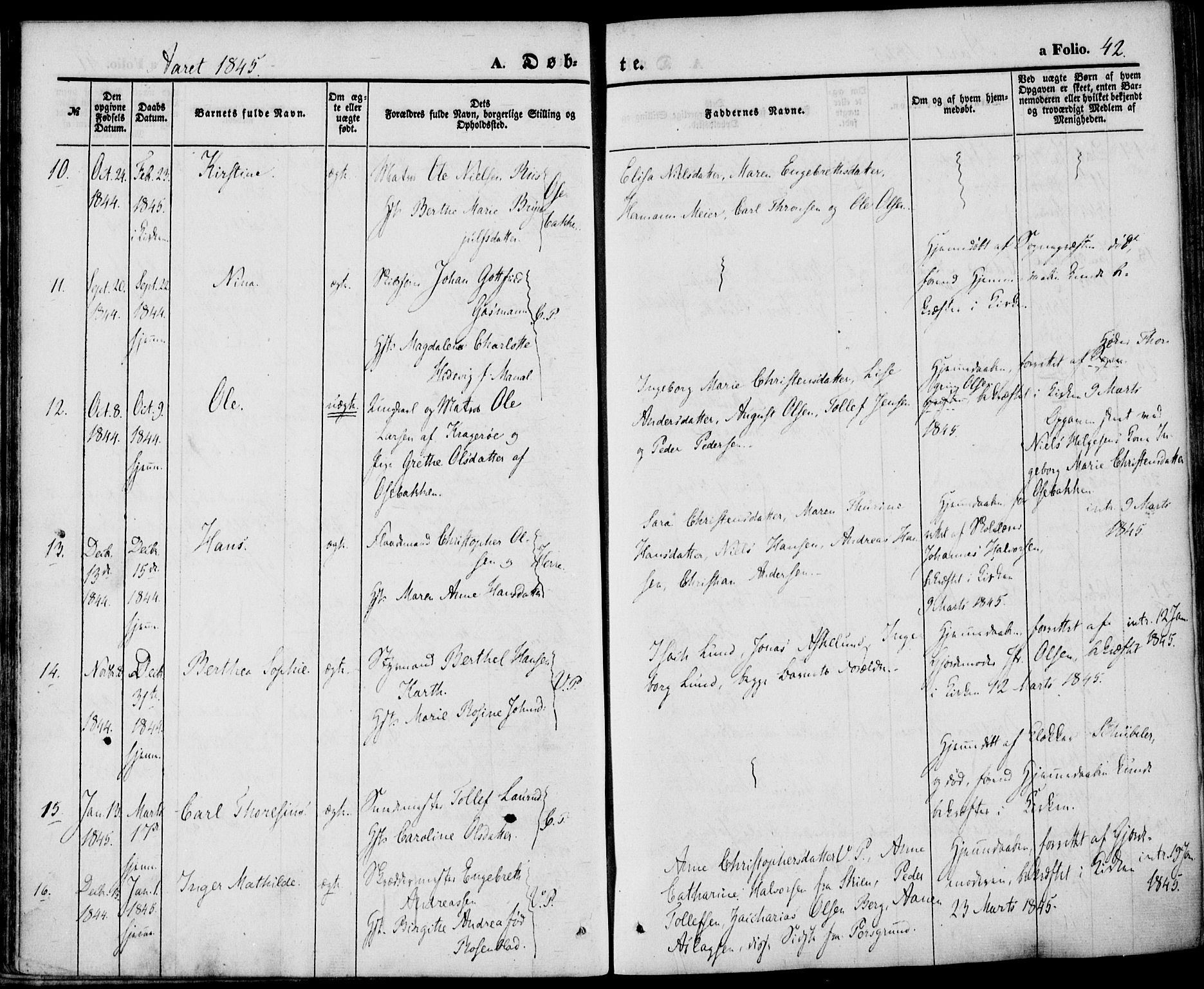 Porsgrunn kirkebøker , SAKO/A-104/F/Fa/L0006: Parish register (official) no. 6, 1841-1857, p. 42