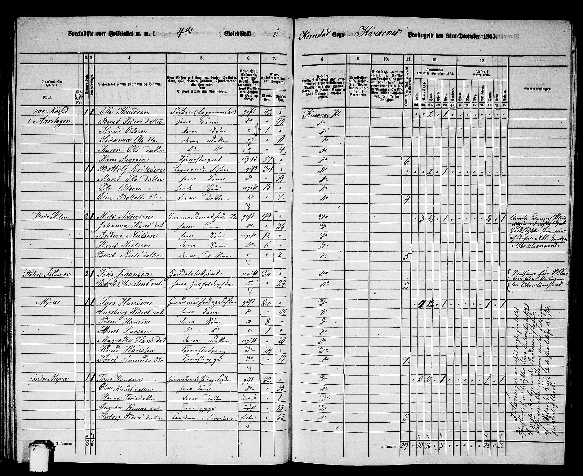 RA, 1865 census for Kvernes, 1865, p. 78