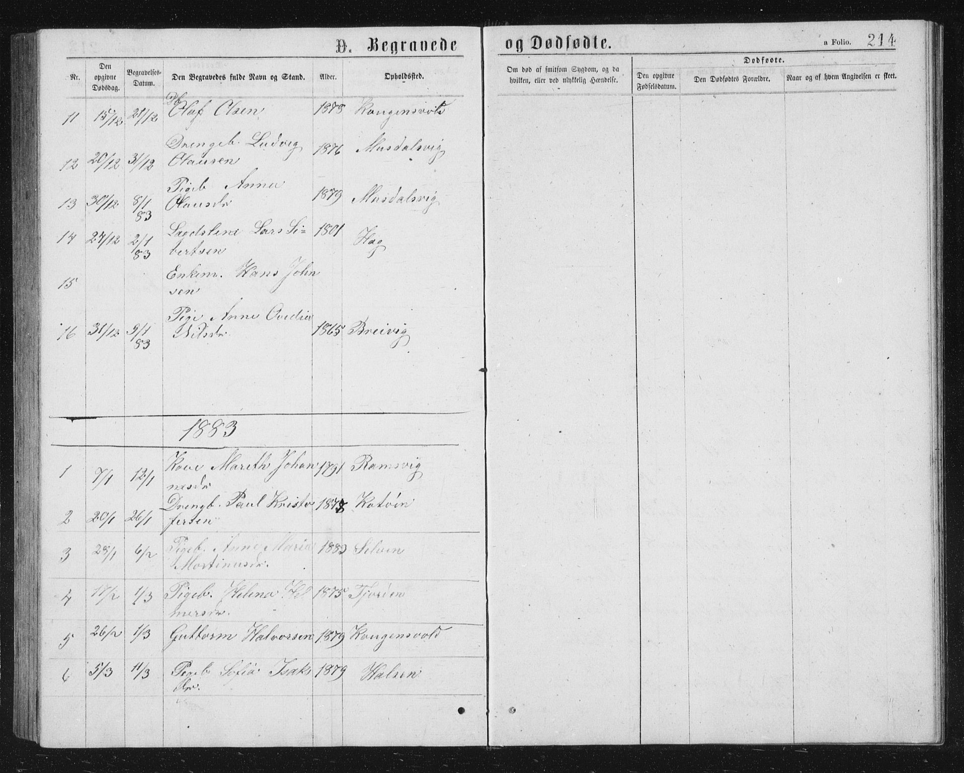 Ministerialprotokoller, klokkerbøker og fødselsregistre - Sør-Trøndelag, SAT/A-1456/662/L0756: Parish register (copy) no. 662C01, 1869-1891, p. 214
