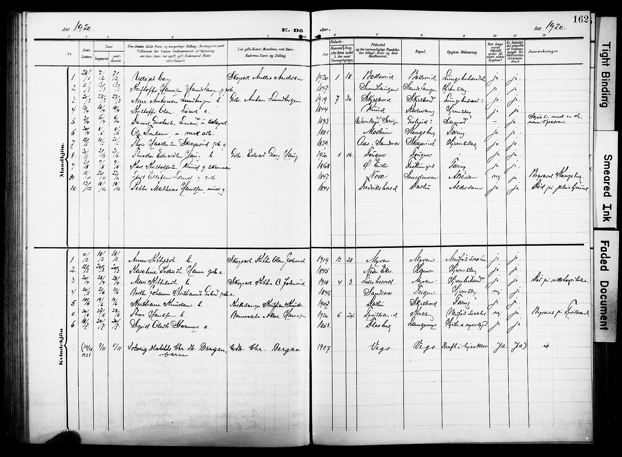 Fiskum kirkebøker, AV/SAKO-A-15/F/Fa/L0004: Parish register (official) no. 4, 1906-1924, p. 162