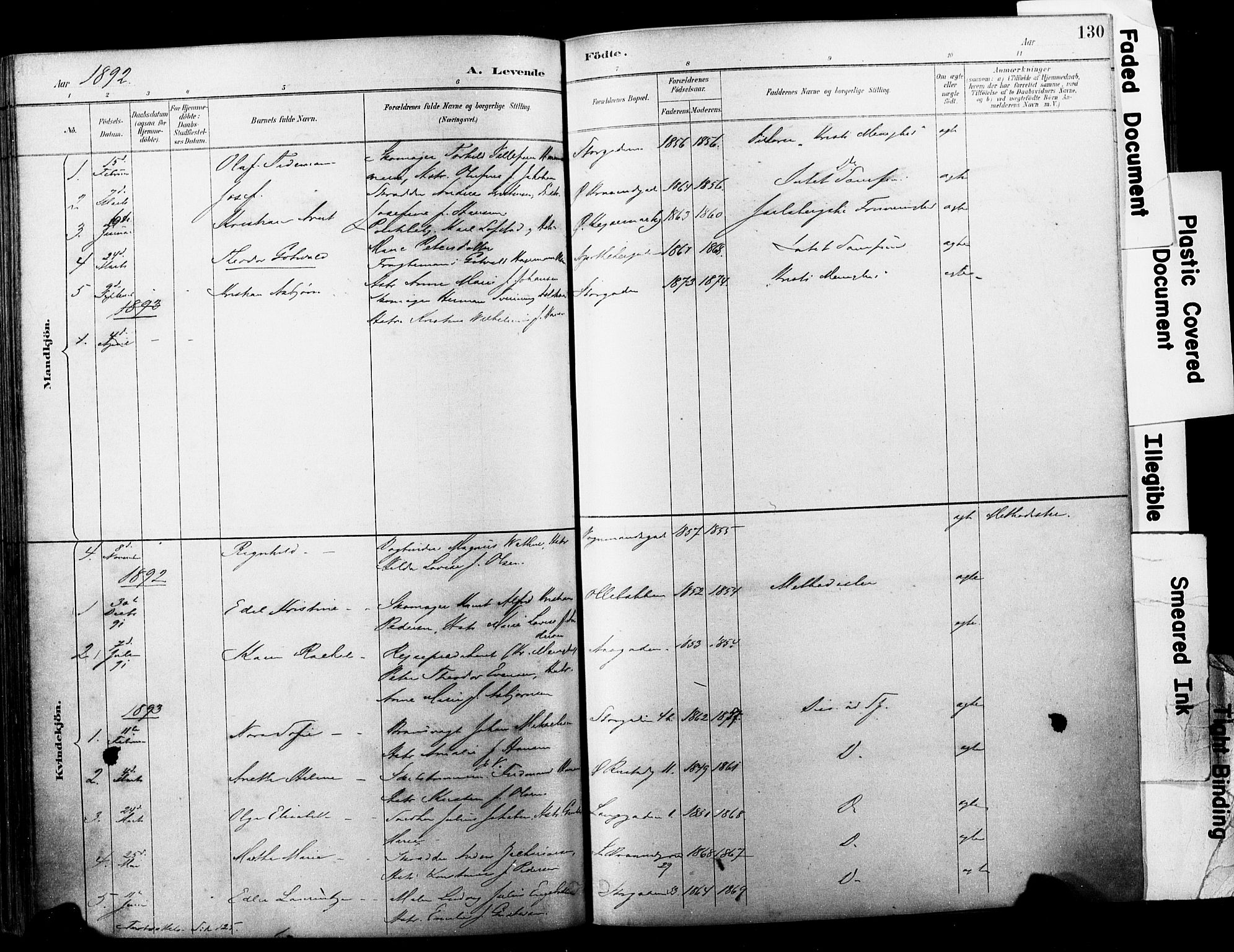Horten kirkebøker, SAKO/A-348/F/Fa/L0004: Parish register (official) no. 4, 1888-1895, p. 130