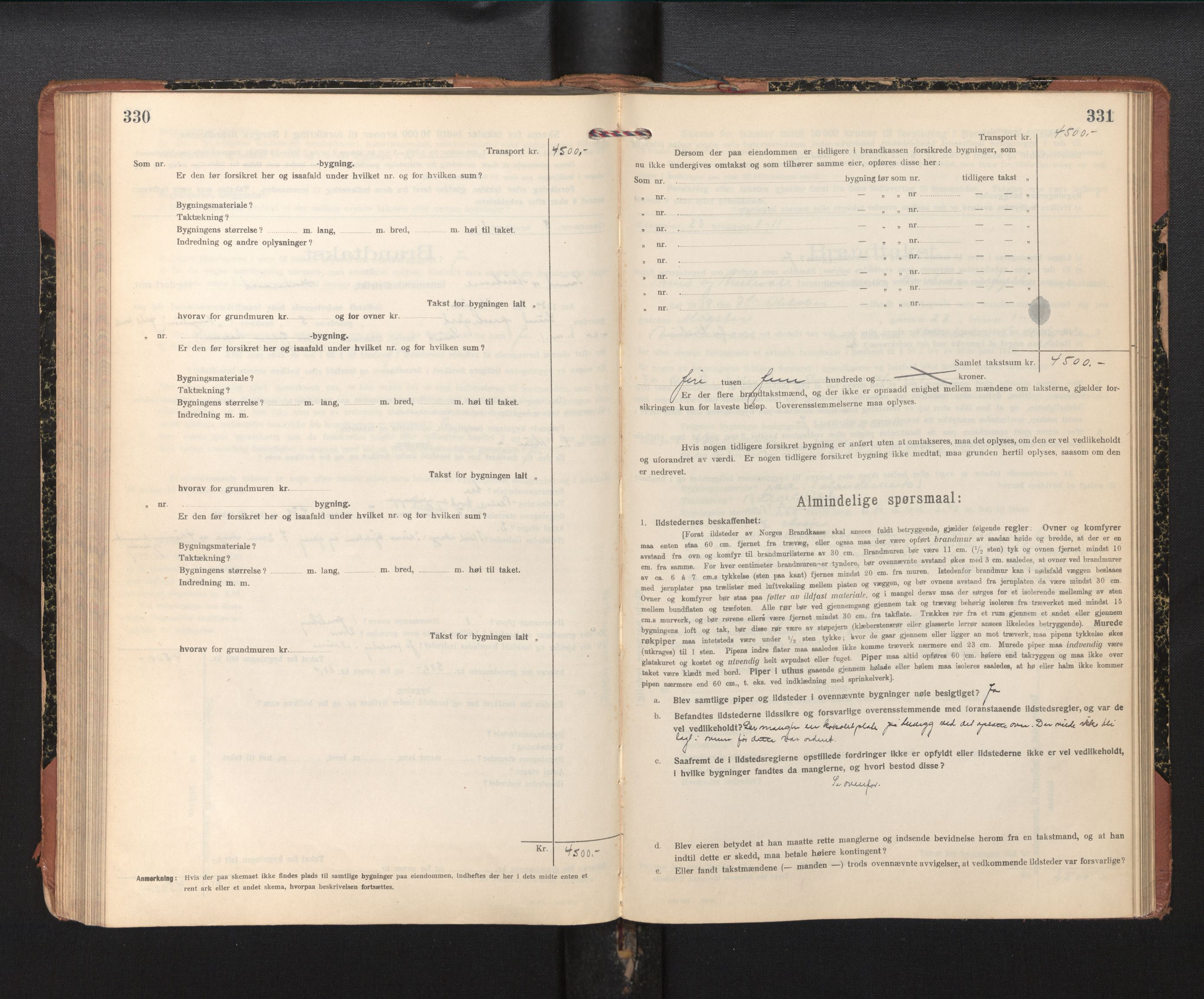 Lensmannen i Sund og Austevoll, SAB/A-35201/0012/L0004: Branntakstprotokoll, skjematakst, 1917-1949, p. 330-331