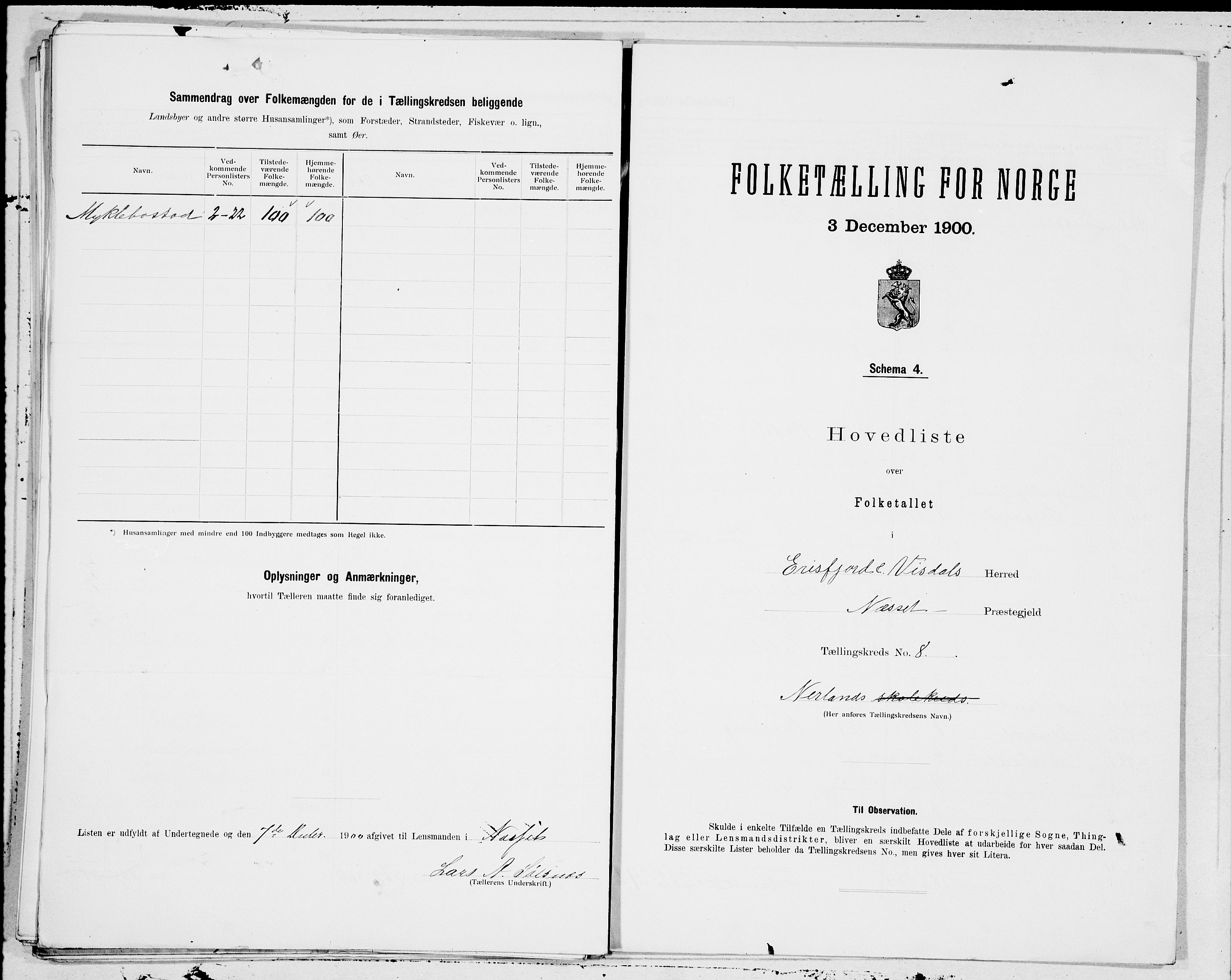 SAT, 1900 census for Eresfjord og Vistdal, 1900, p. 16