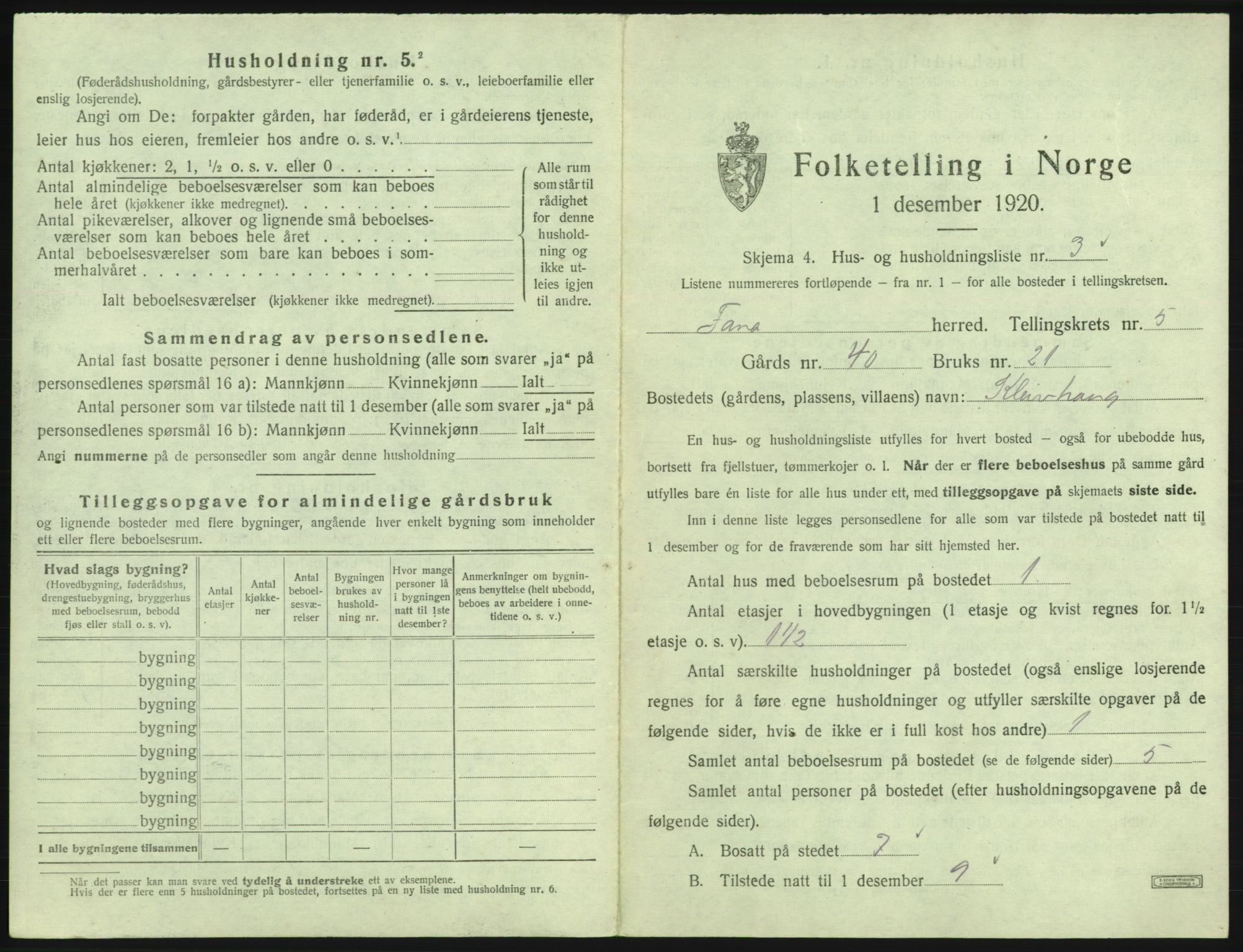 SAB, 1920 census for Fana, 1920, p. 528