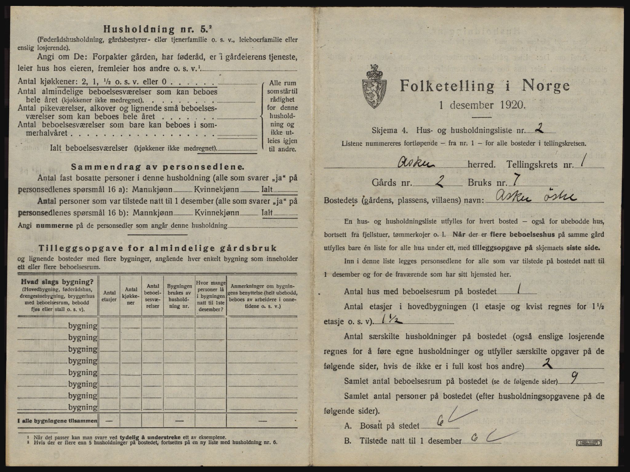 SAO, 1920 census for Asker, 1920, p. 48