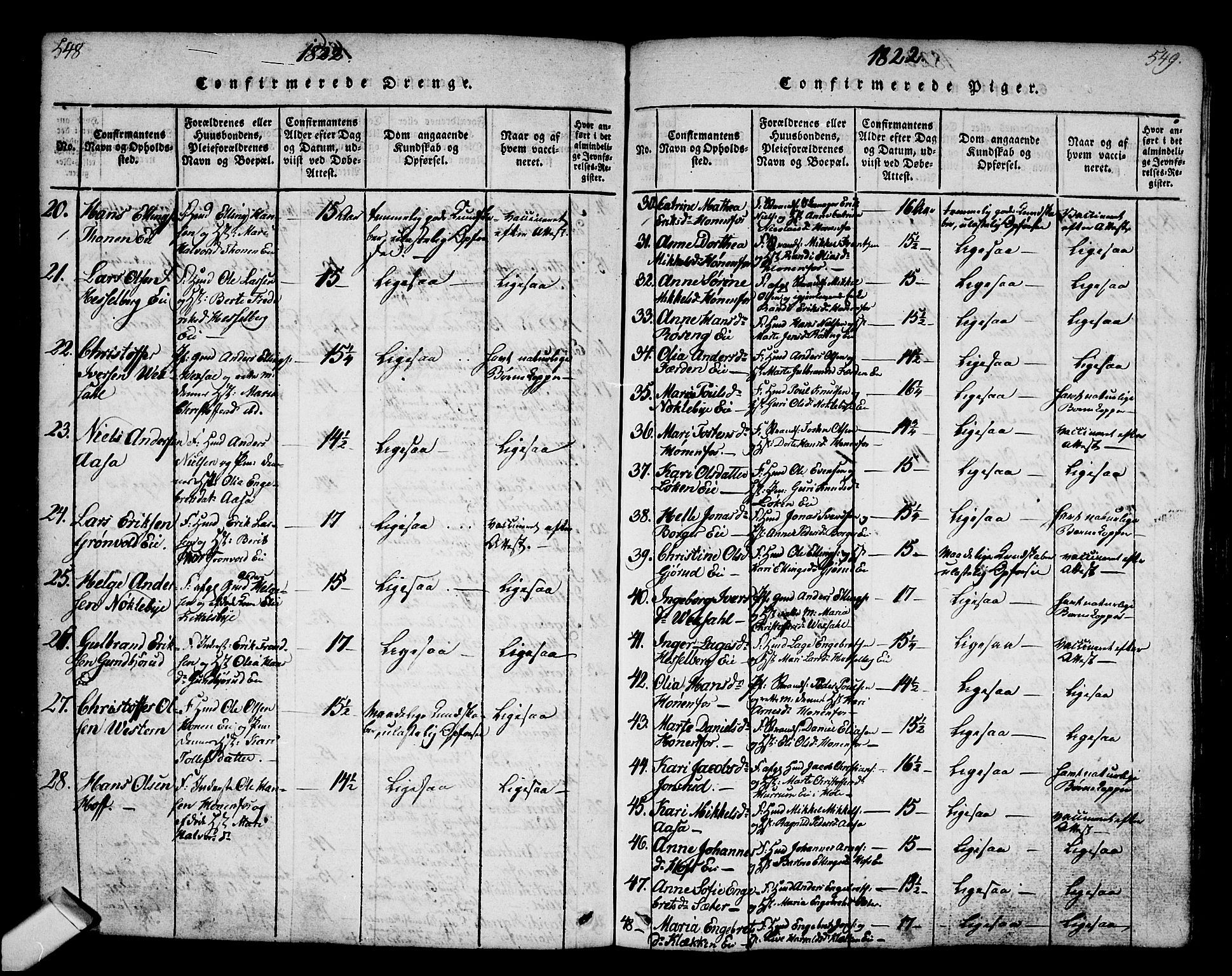 Norderhov kirkebøker, SAKO/A-237/G/Ga/L0002: Parish register (copy) no. I 2, 1814-1867, p. 548-549