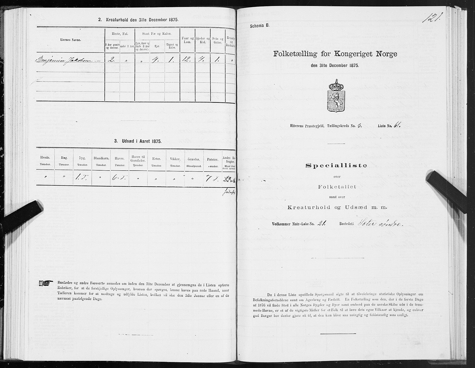 SAT, 1875 census for 1617P Hitra, 1875, p. 2121