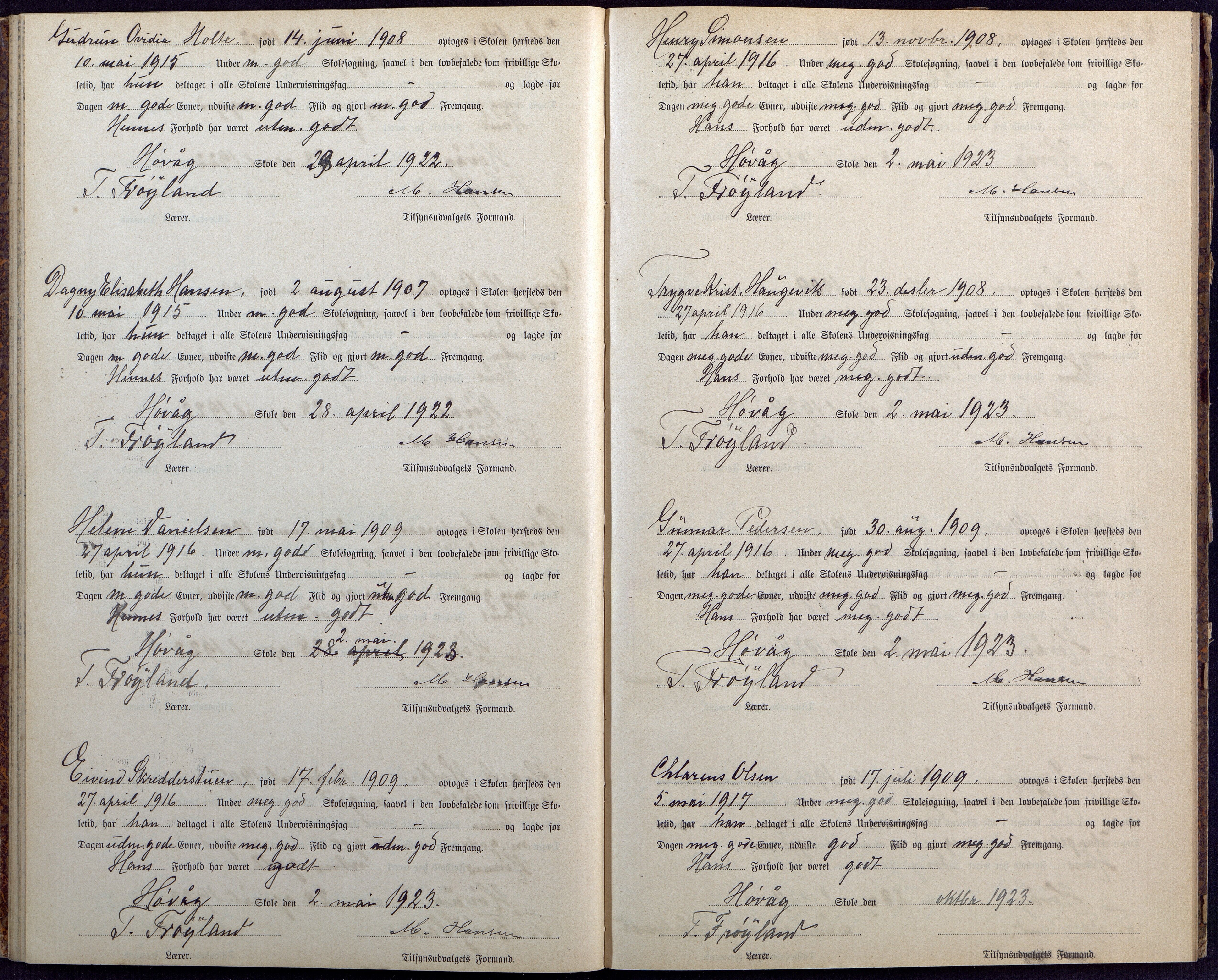 Høvåg kommune, AAMA/KA0927-PK/2/2/L0008: Høvåg - Protokoll for avgangsvitnesbyrd, 1878-1913