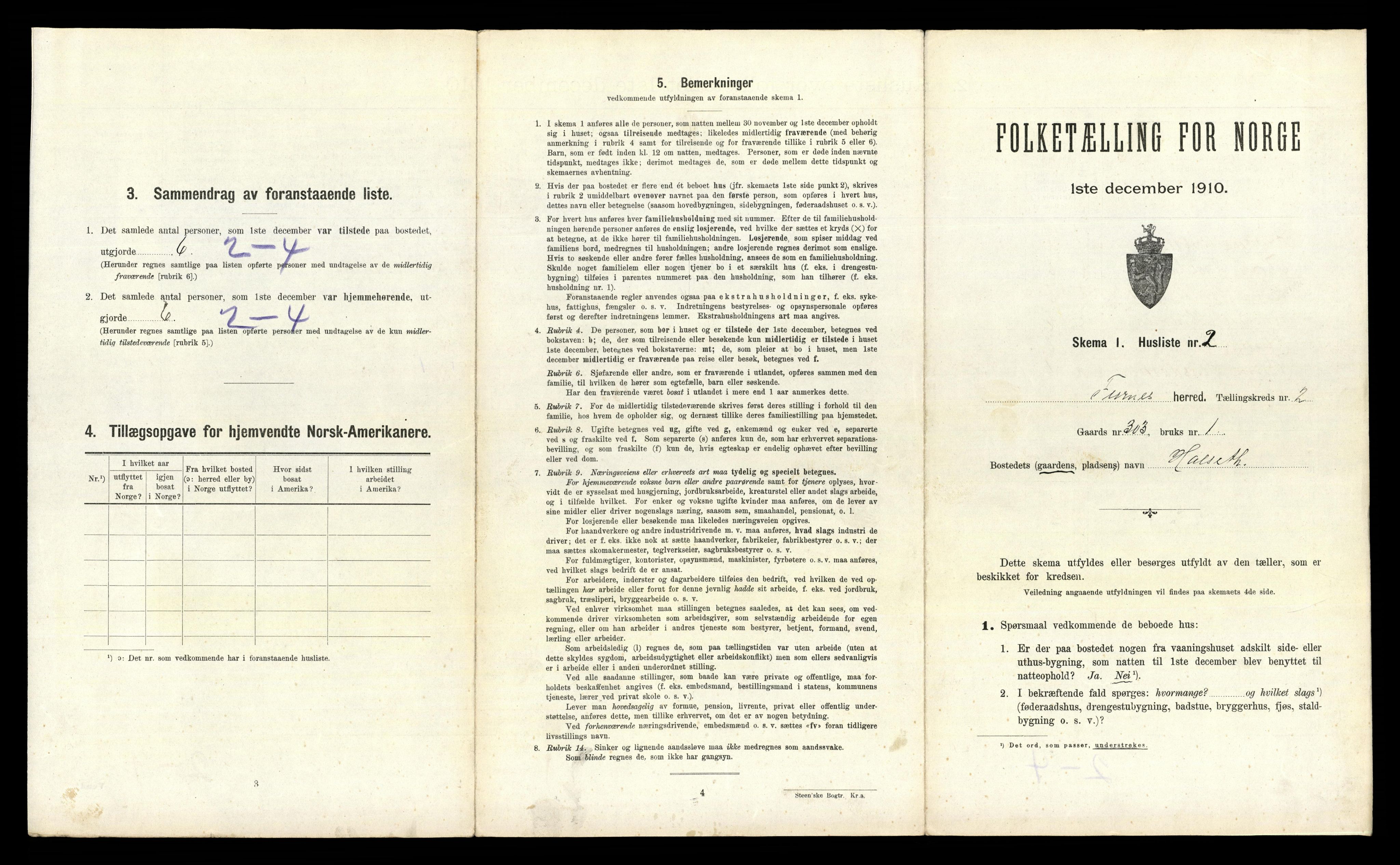 RA, 1910 census for Furnes, 1910, p. 318