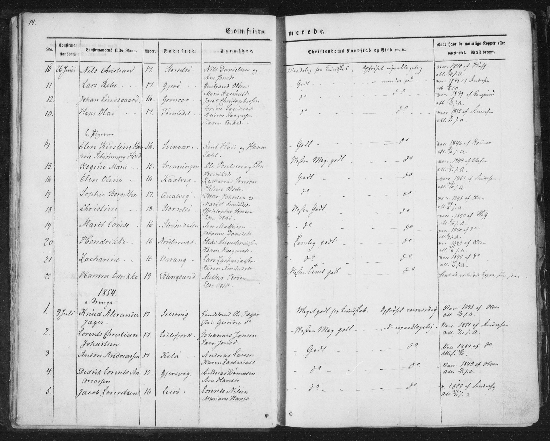 Ministerialprotokoller, klokkerbøker og fødselsregistre - Nordland, SAT/A-1459/841/L0604: Parish register (official) no. 841A09 /1, 1845-1862, p. 14