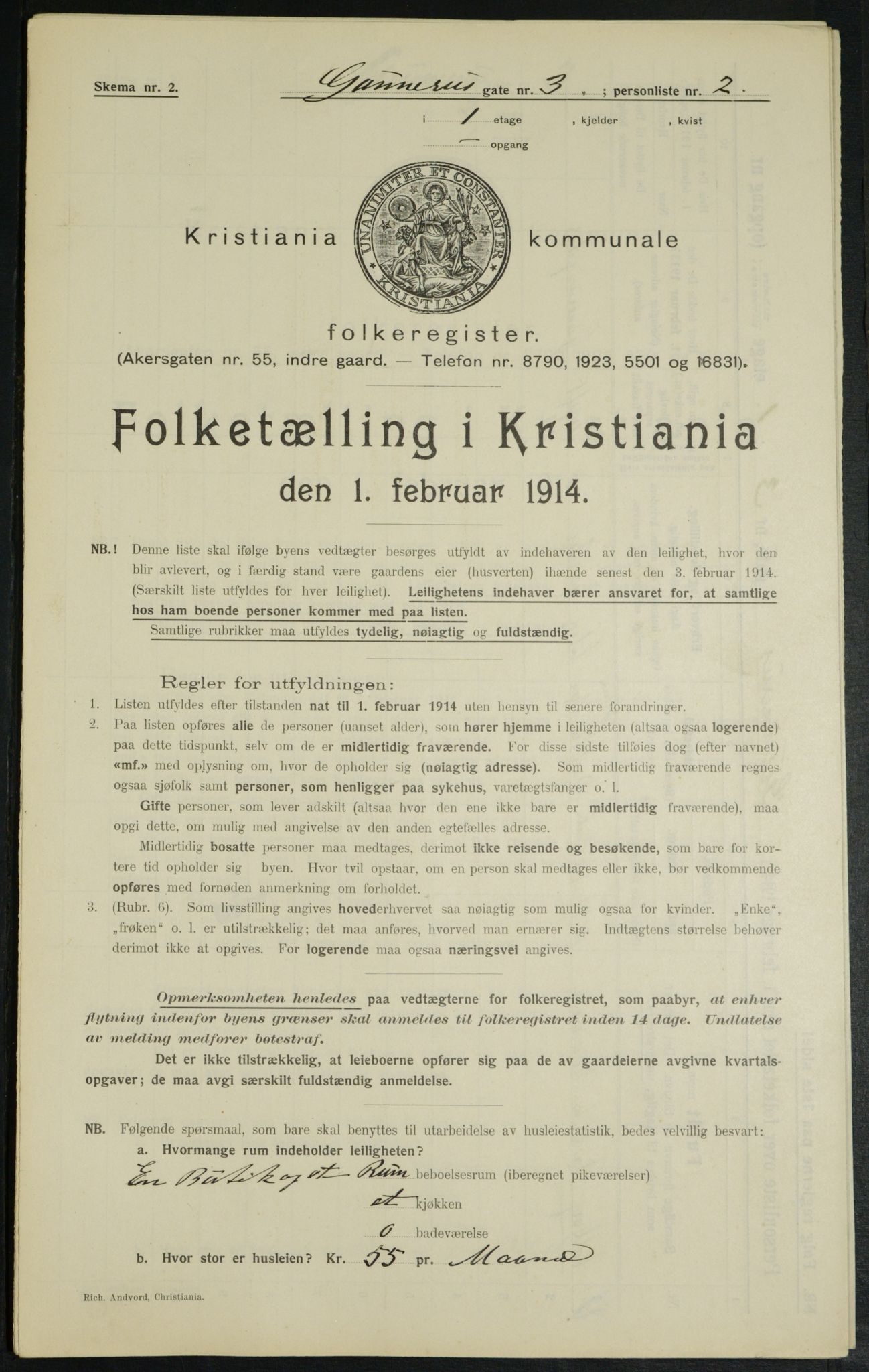 OBA, Municipal Census 1914 for Kristiania, 1914, p. 5197