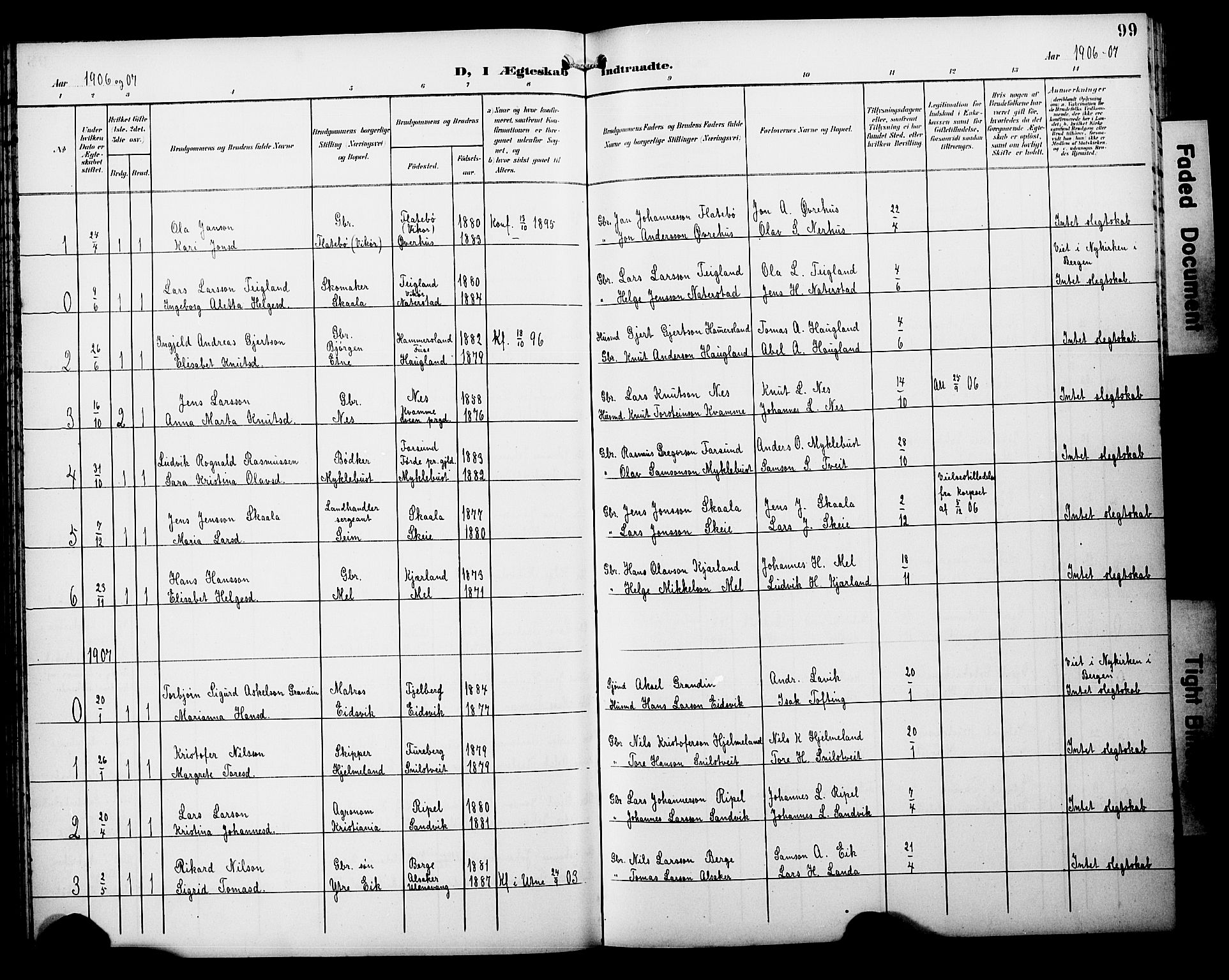 Kvinnherad sokneprestembete, SAB/A-76401/H/Hab: Parish register (copy) no. A 2A, 1901-1911, p. 99