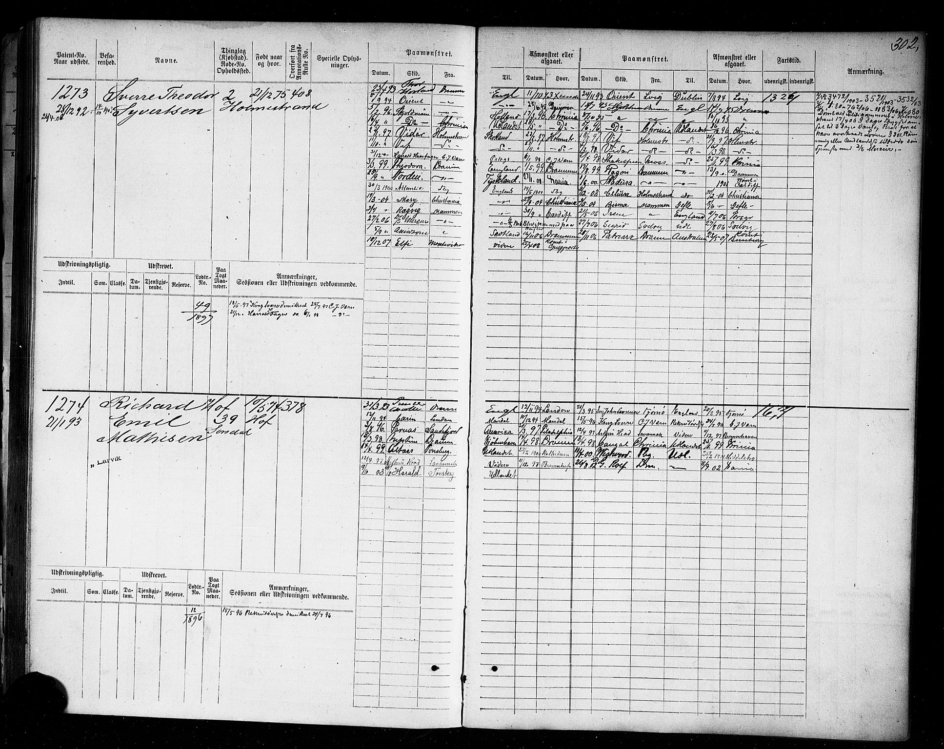 Holmestrand innrulleringskontor, AV/SAKO-A-1151/F/Fc/L0004: Hovedrulle, 1872-1913, p. 342