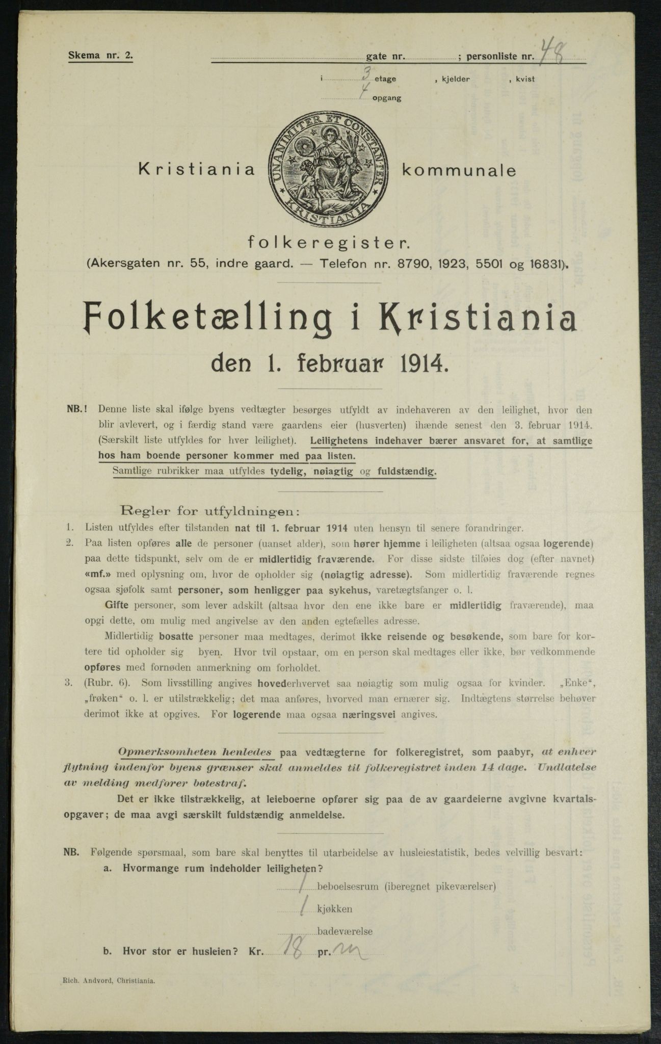 OBA, Municipal Census 1914 for Kristiania, 1914, p. 1716