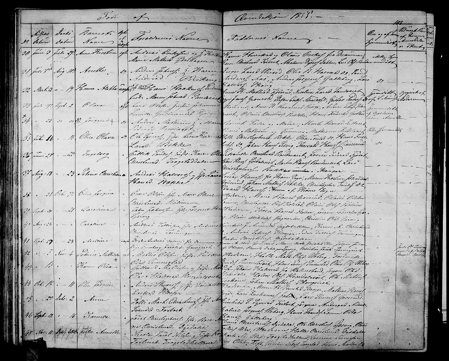 Sande Kirkebøker, SAKO/A-53/G/Ga/L0002: Parish register (copy) no. 2, 1847-1863, p. 108