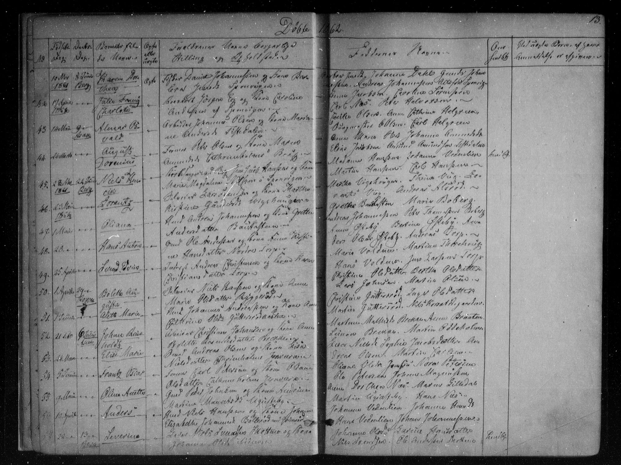 Berg prestekontor Kirkebøker, AV/SAO-A-10902/F/Fa/L0005: Parish register (official) no. I 5, 1861-1877, p. 13