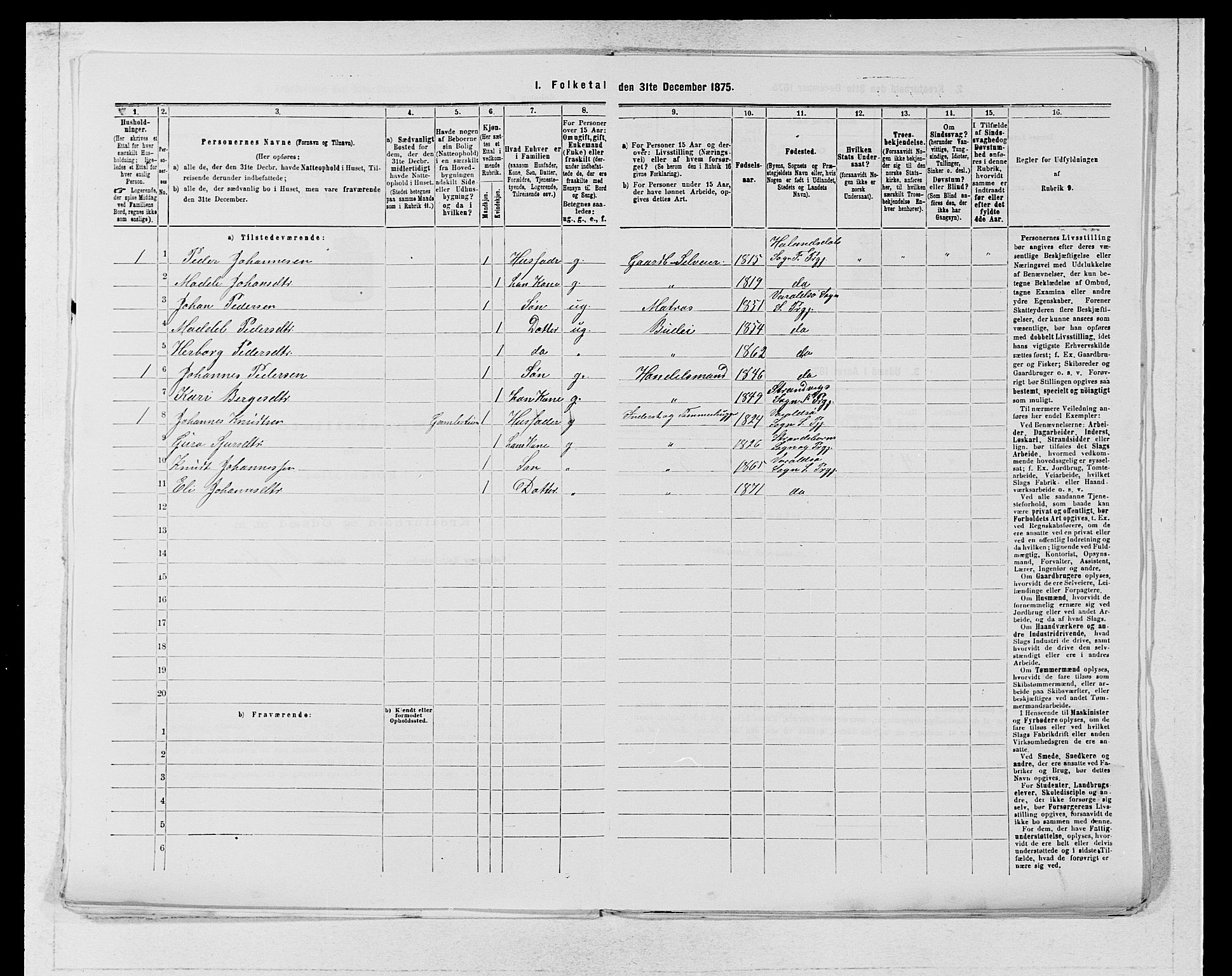 SAB, 1875 census for 1226P Strandebarm, 1875, p. 328