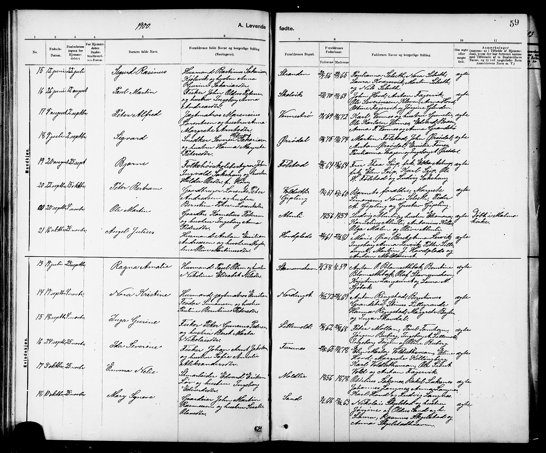 Ministerialprotokoller, klokkerbøker og fødselsregistre - Nord-Trøndelag, AV/SAT-A-1458/744/L0423: Parish register (copy) no. 744C02, 1886-1905, p. 59