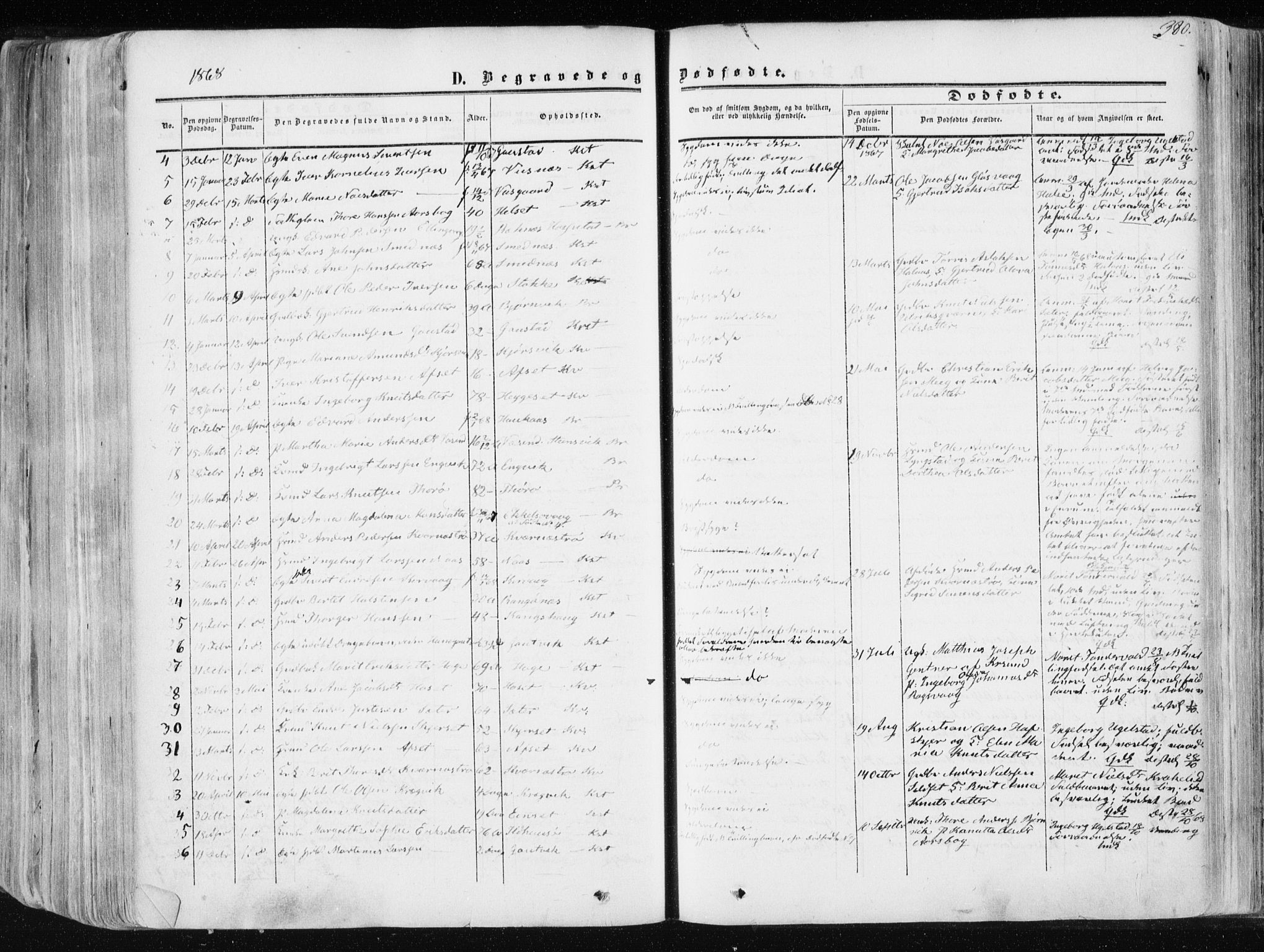 Ministerialprotokoller, klokkerbøker og fødselsregistre - Møre og Romsdal, AV/SAT-A-1454/568/L0804: Parish register (official) no. 568A11, 1854-1868, p. 380